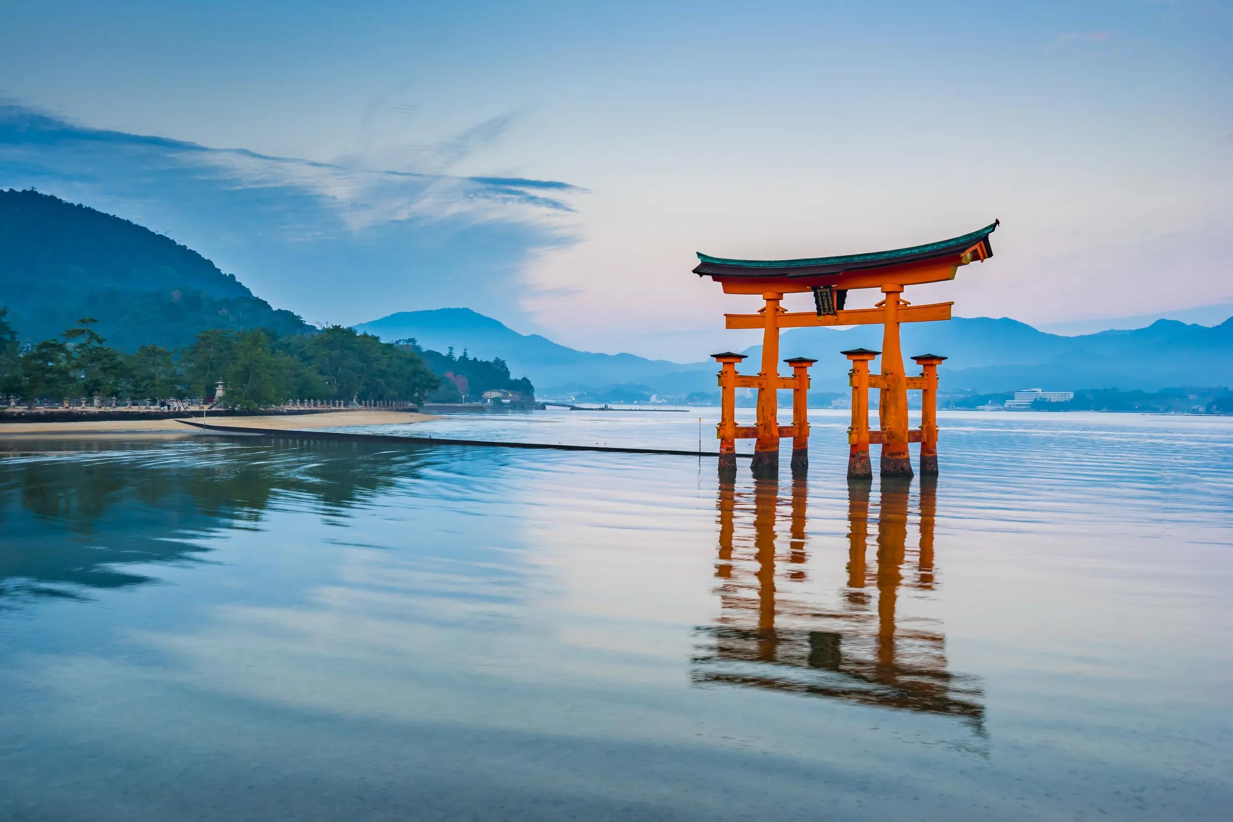 The Floating Torii gate in Miyajima, Japan.