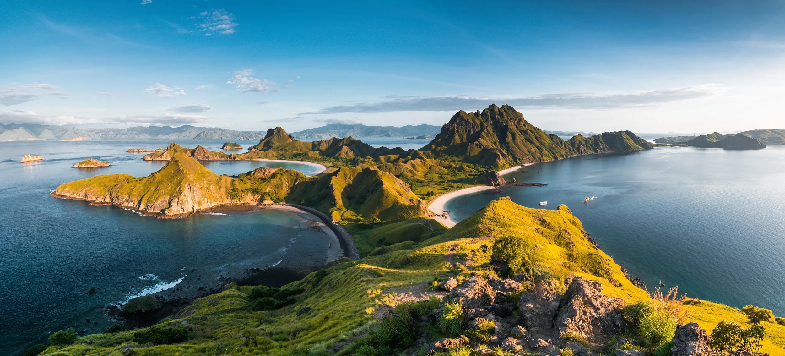 Top view of 'Padar Island' in a morning from Komodo Island (Komodo National Park), Labuan Bajo, Flores, Indonesia 