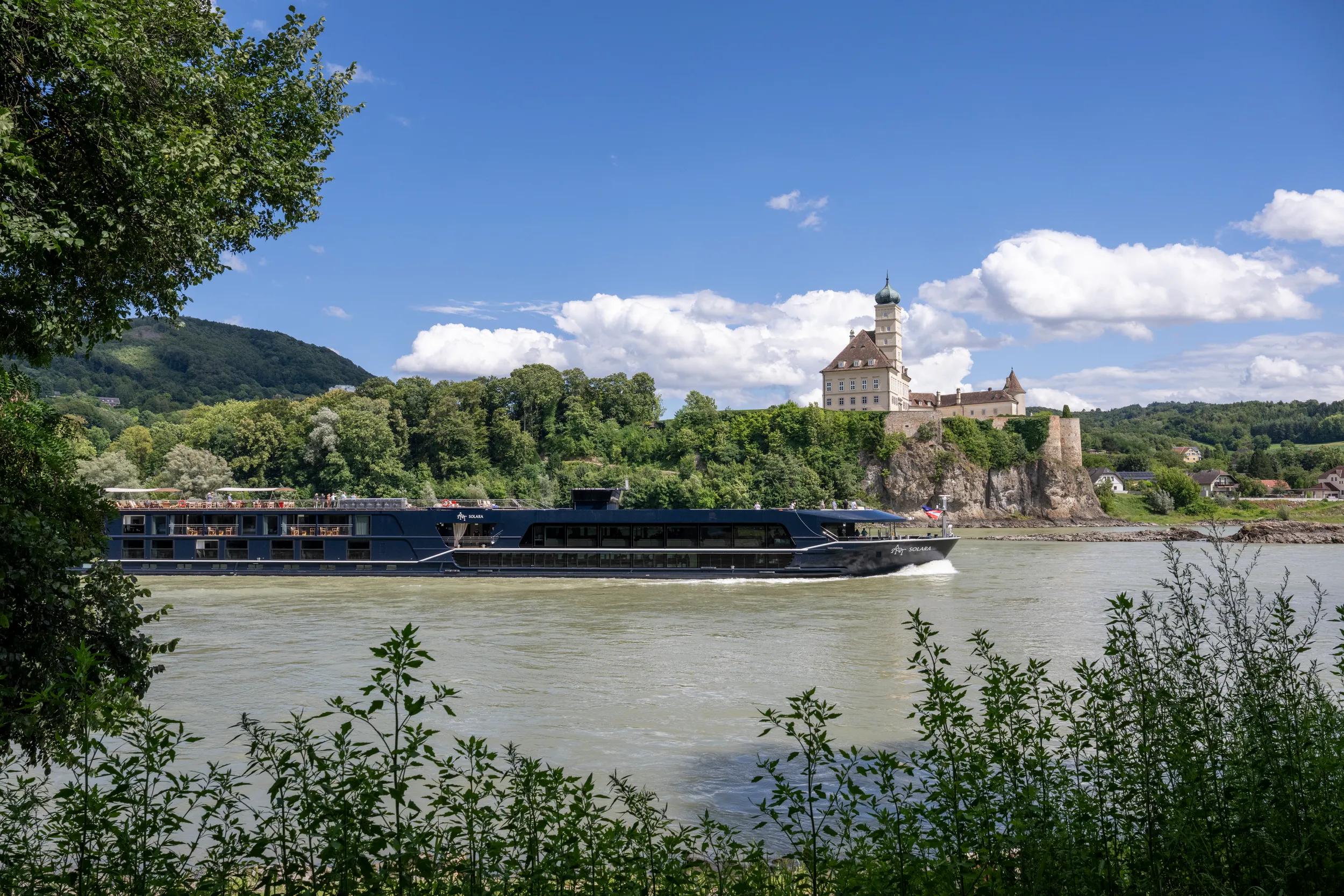 APT Solara Ship exterior, underway on the Danube River near Durnstein, Austria.