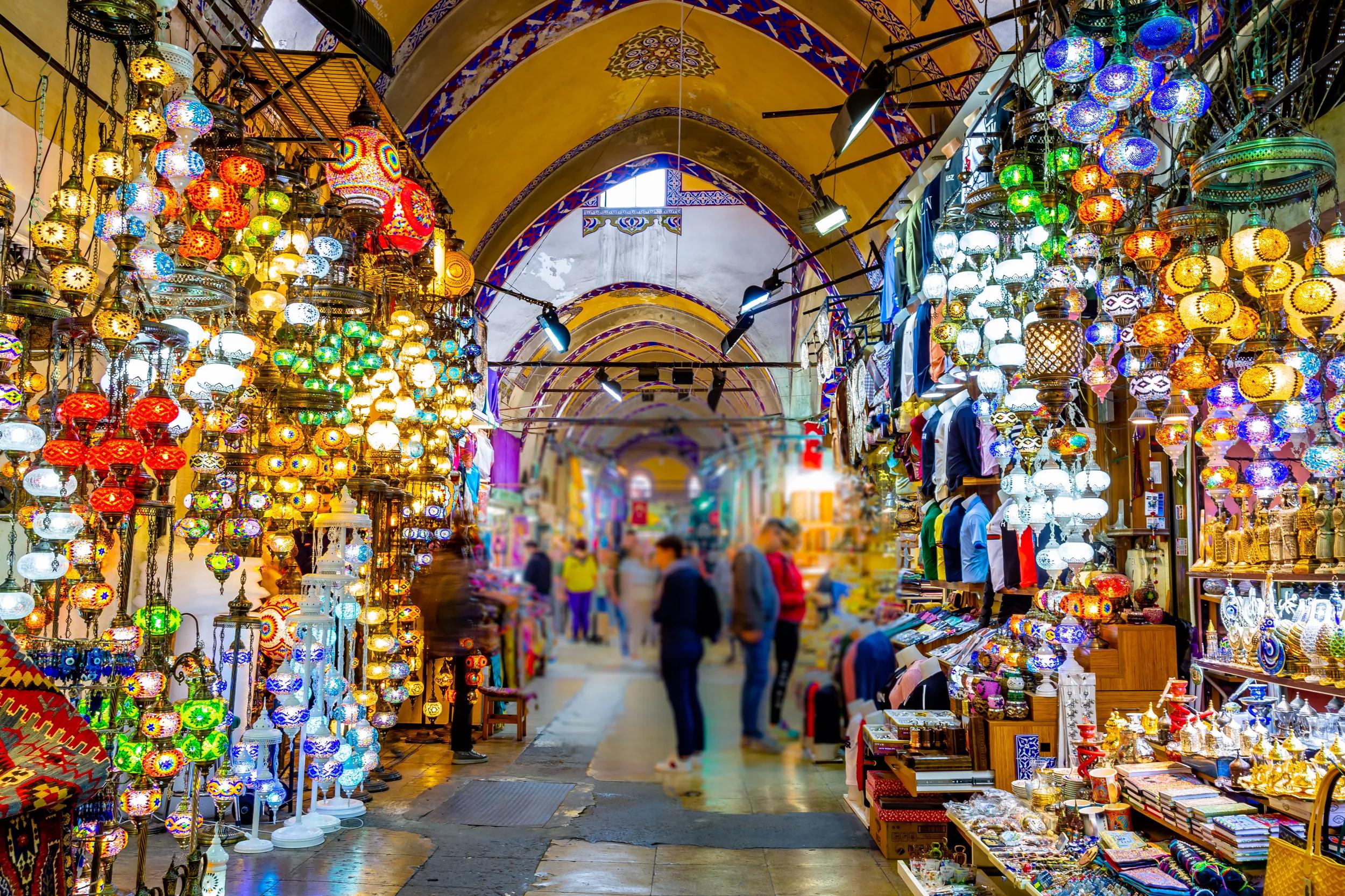 lamps for sale on Grand Bazaar at Istanbul, Turkey