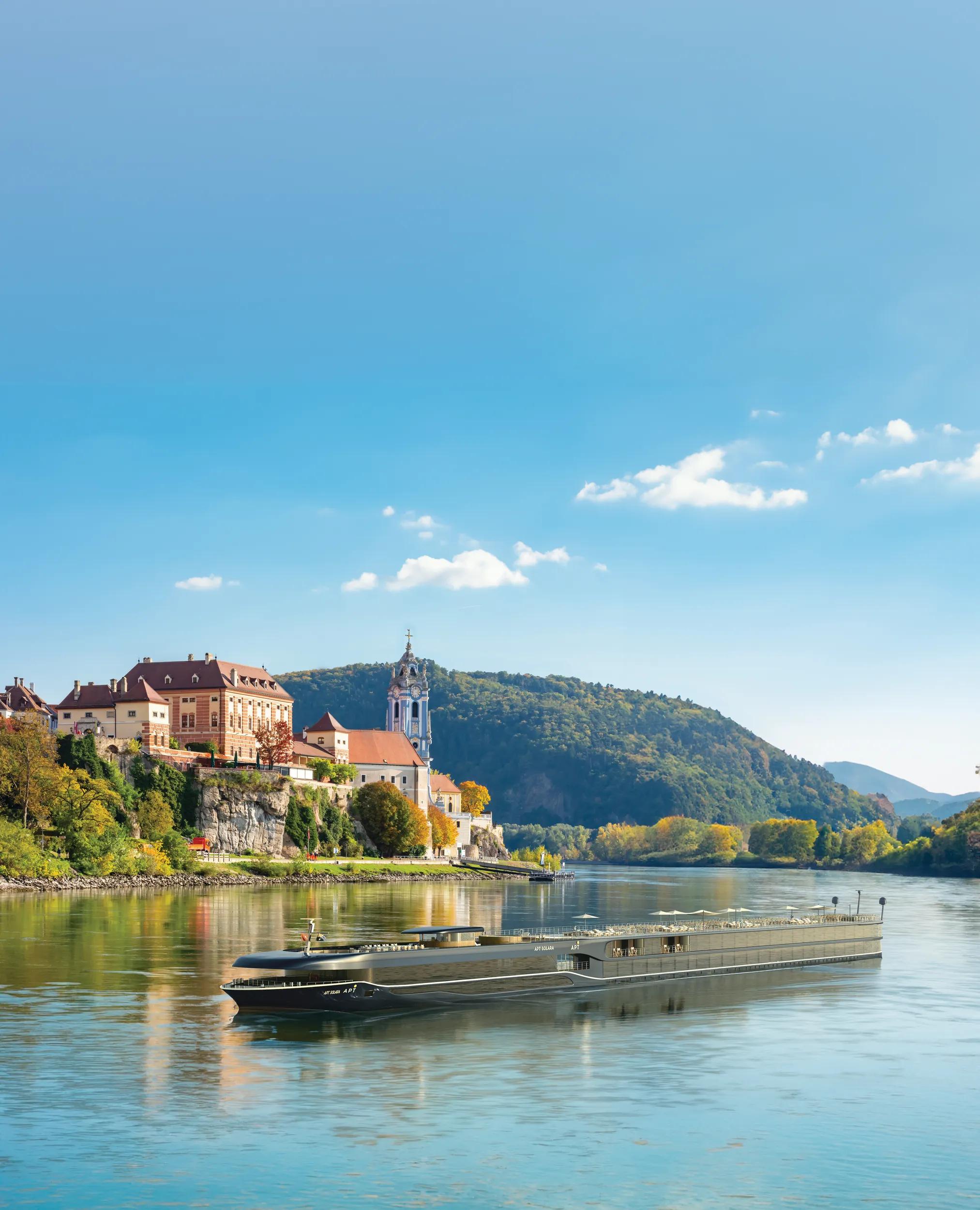 Durnstein town in Wachau valley in autumn, Austria