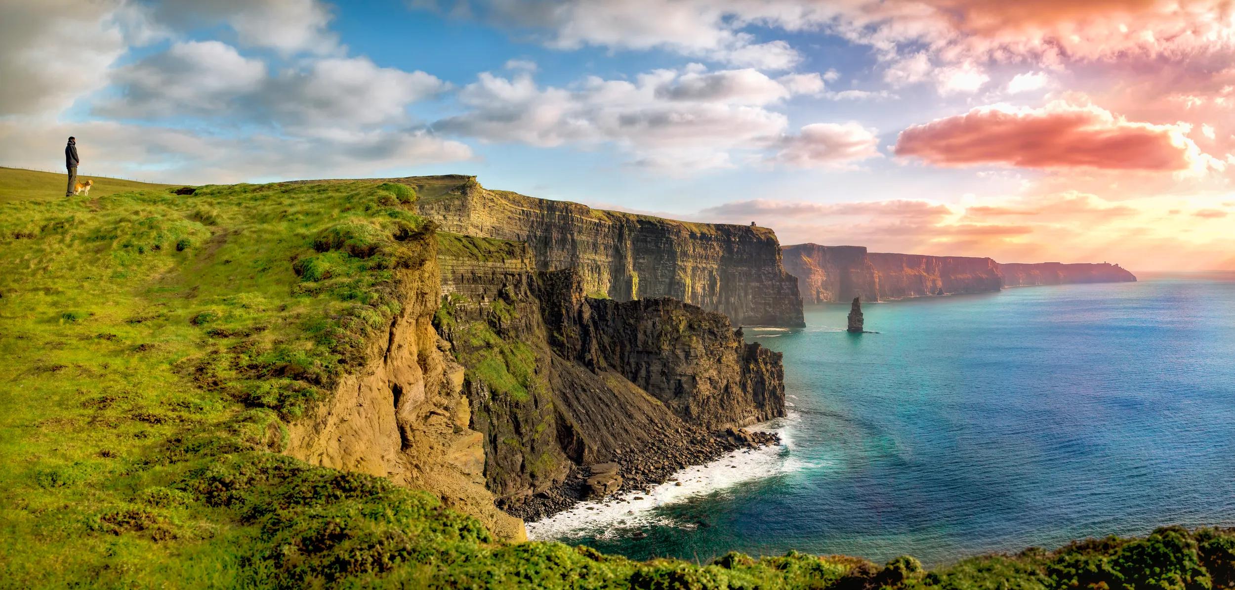 The Cliffs of Moher in County Clare are Ireland's most visited natural attraction.HQ and Res. Panorama.