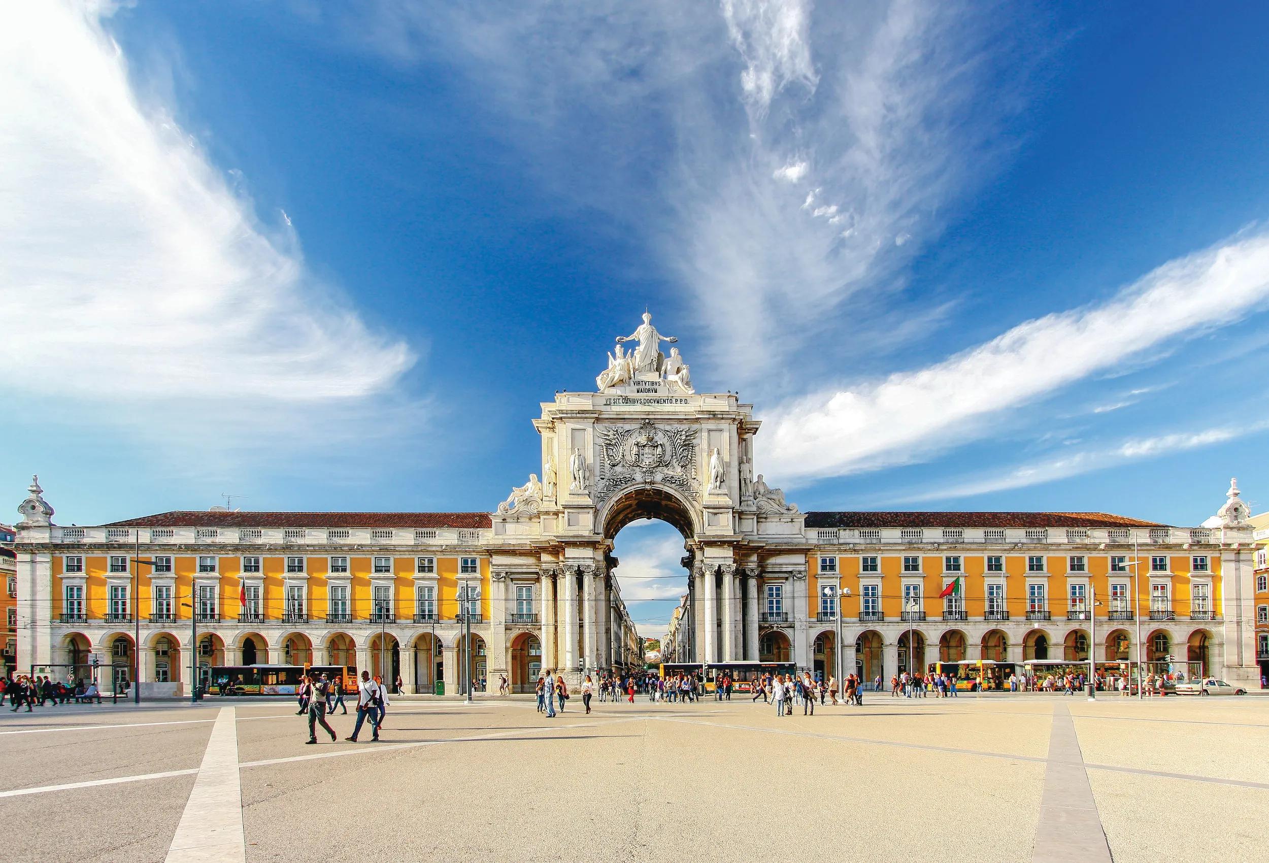 The Rua Augusta Arch is a stone, triumphal arch-like, historical building and visitor attraction in Lisbon, Portugal, on the Praca do Comercio (Commerce Square).