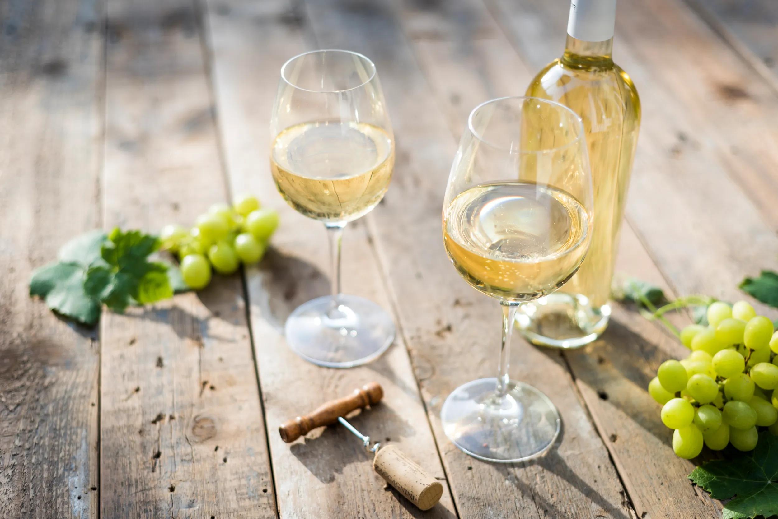 White wine on summer day outdoor