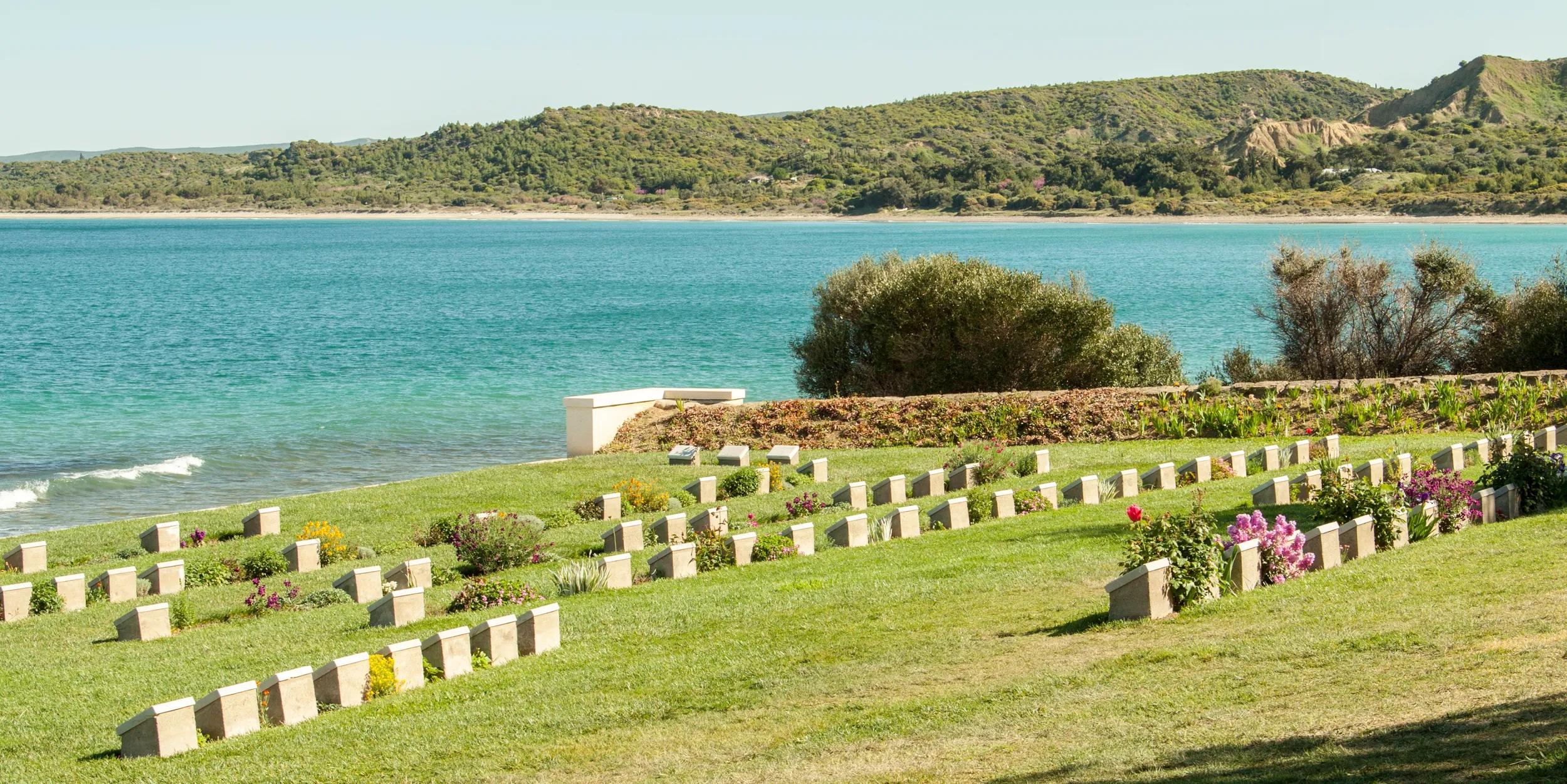 Graves at Anzac cove in Anzac day at Gallipoli.