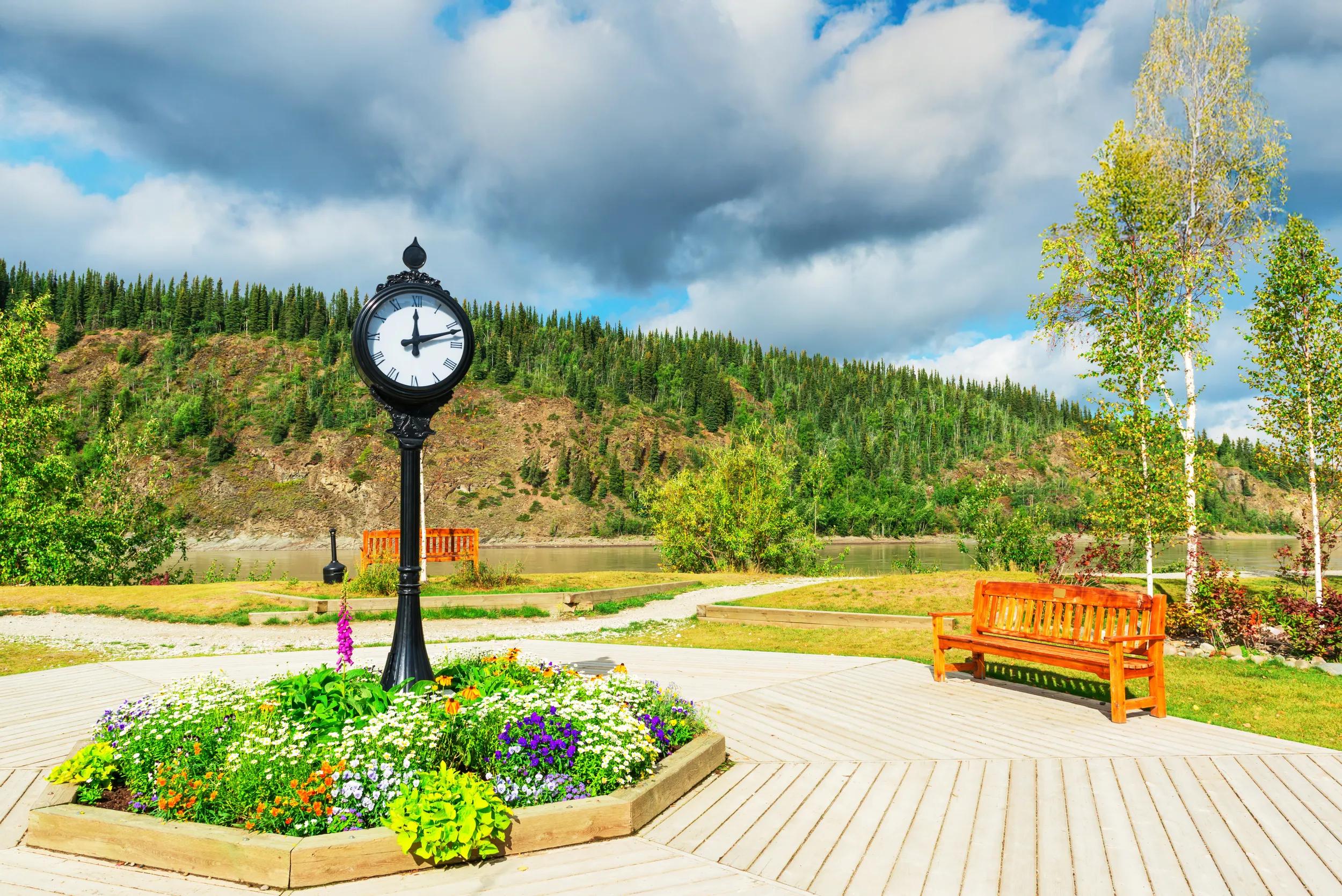 Promenade at Yukon riverside in Canada. The Capital of Gold Rush.