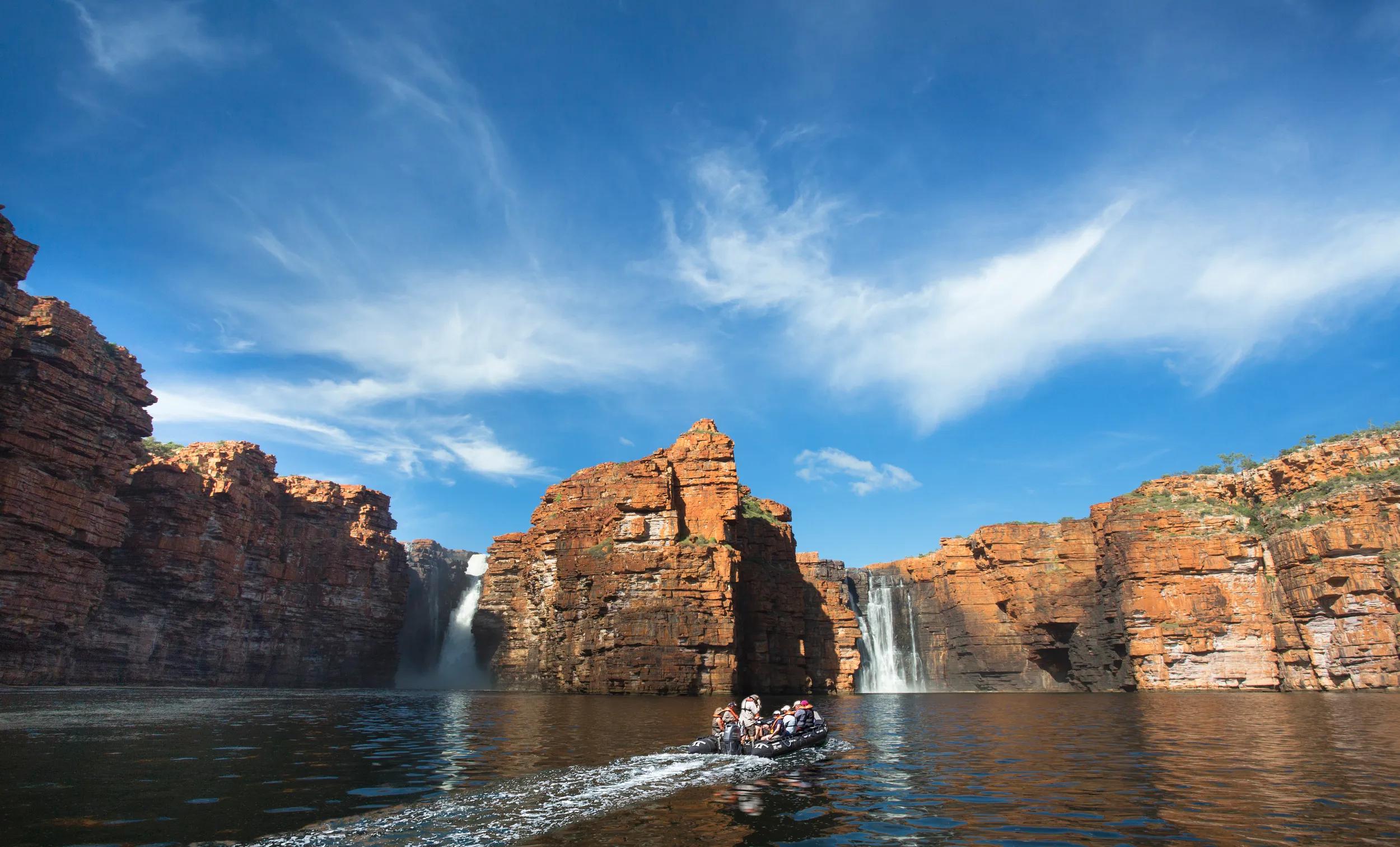 Wide angle of King George Falls in the Kimberley, Western Australia.