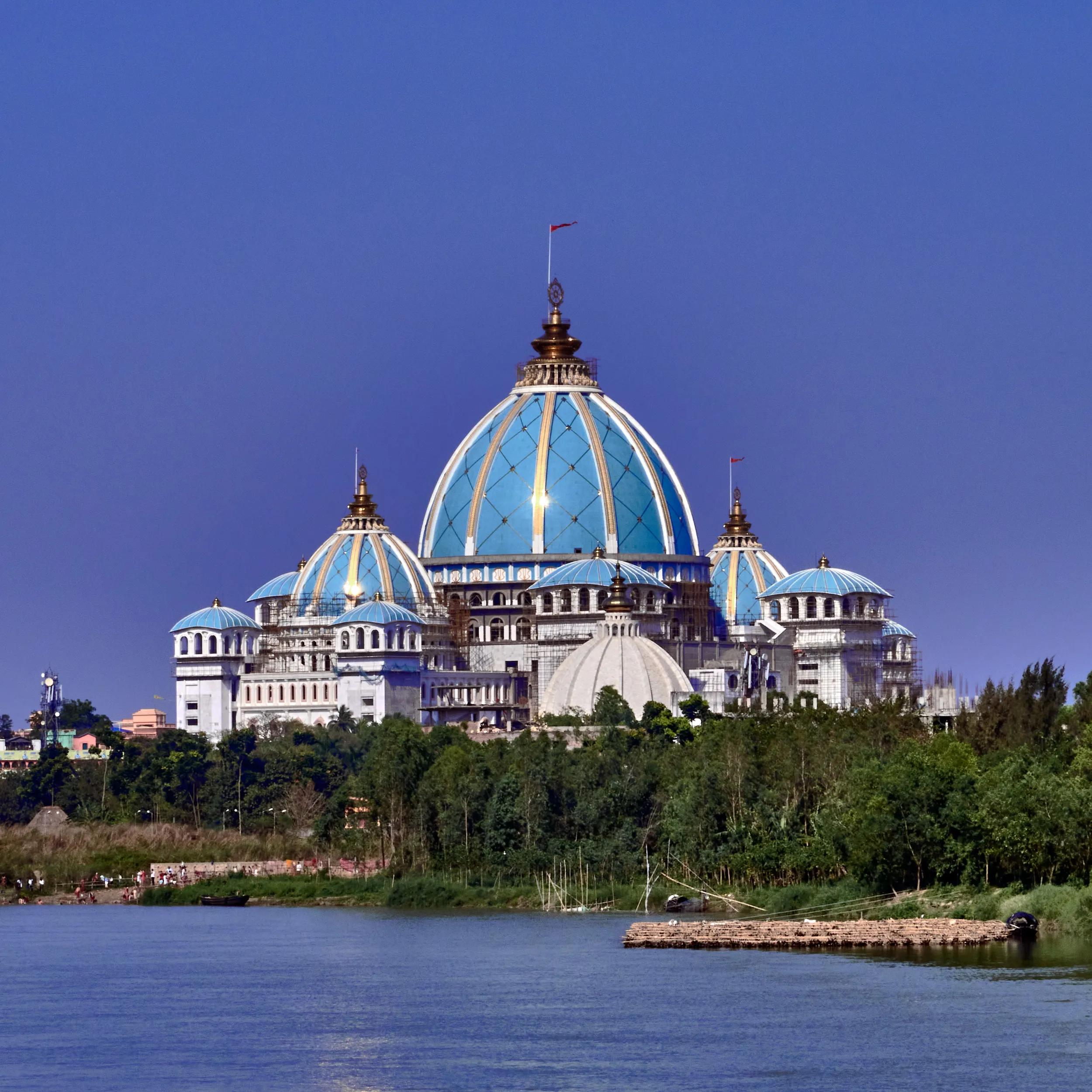 Mayapur area, India. March 9th, 2020. Mayapur city is surrounded by a few inhabited islets . One islet is the site of the Temple of the Vedic Planetarium, new church dedicated to Krishna y built by the ISKCON (International Society for Krishna Consciousnes).