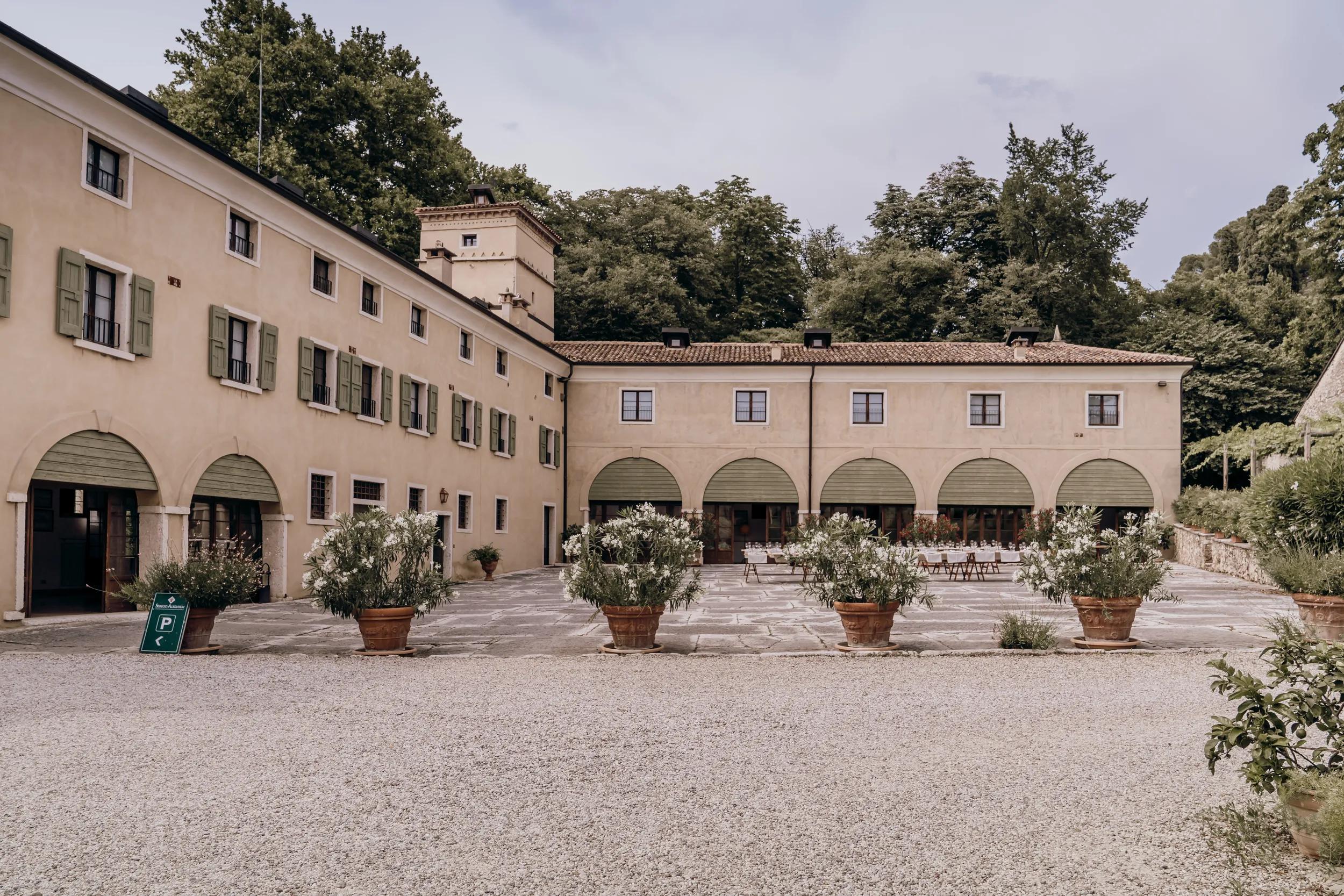 Foresteria Serego Alighieri, Sant'Ambrogio di Valpolicella, Verona, Italy - 06152022: Internal courtyard of Serego Alighieri estate