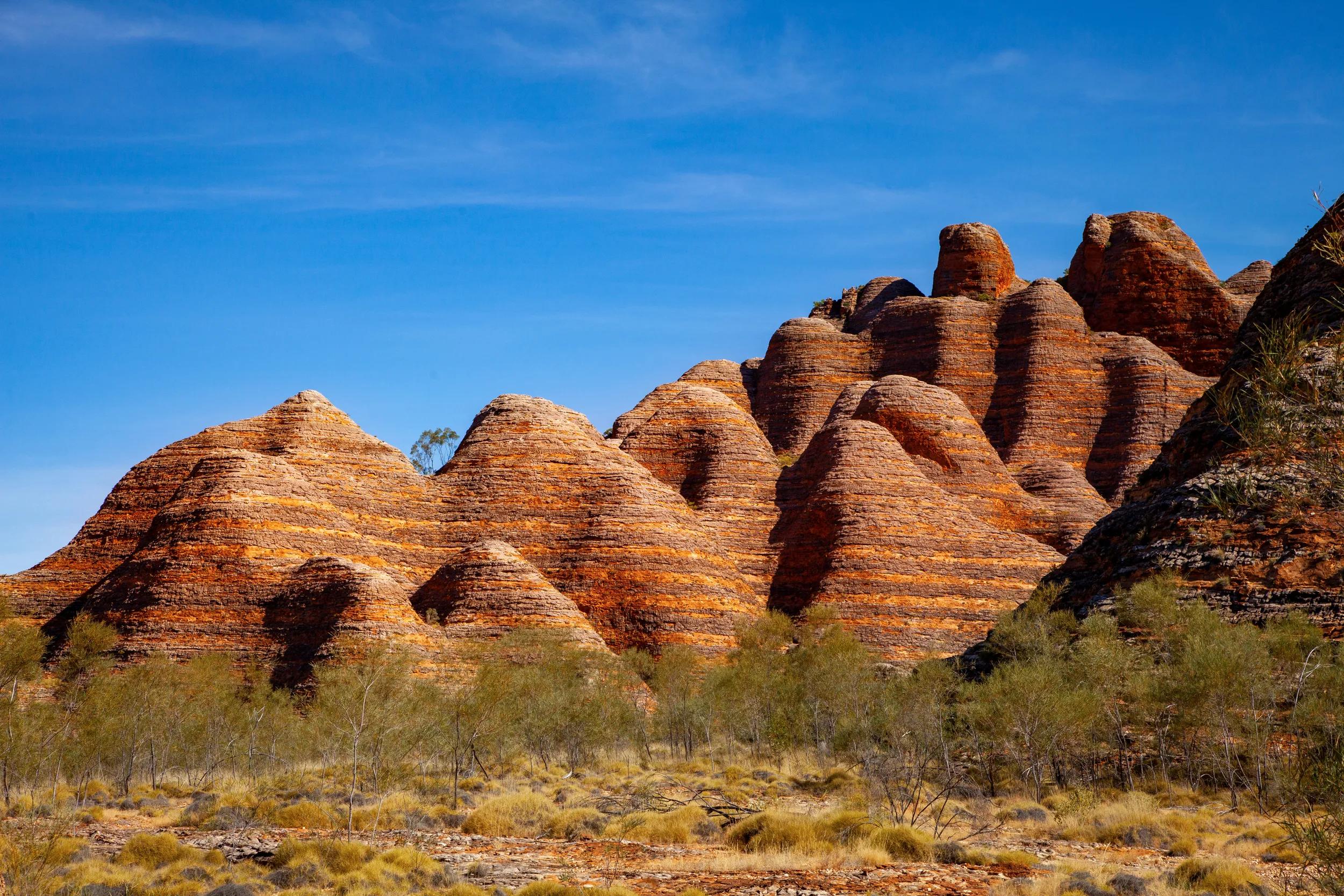 The distinct ancient rock formations of the Bungles in the Kimberley, Western Australia.