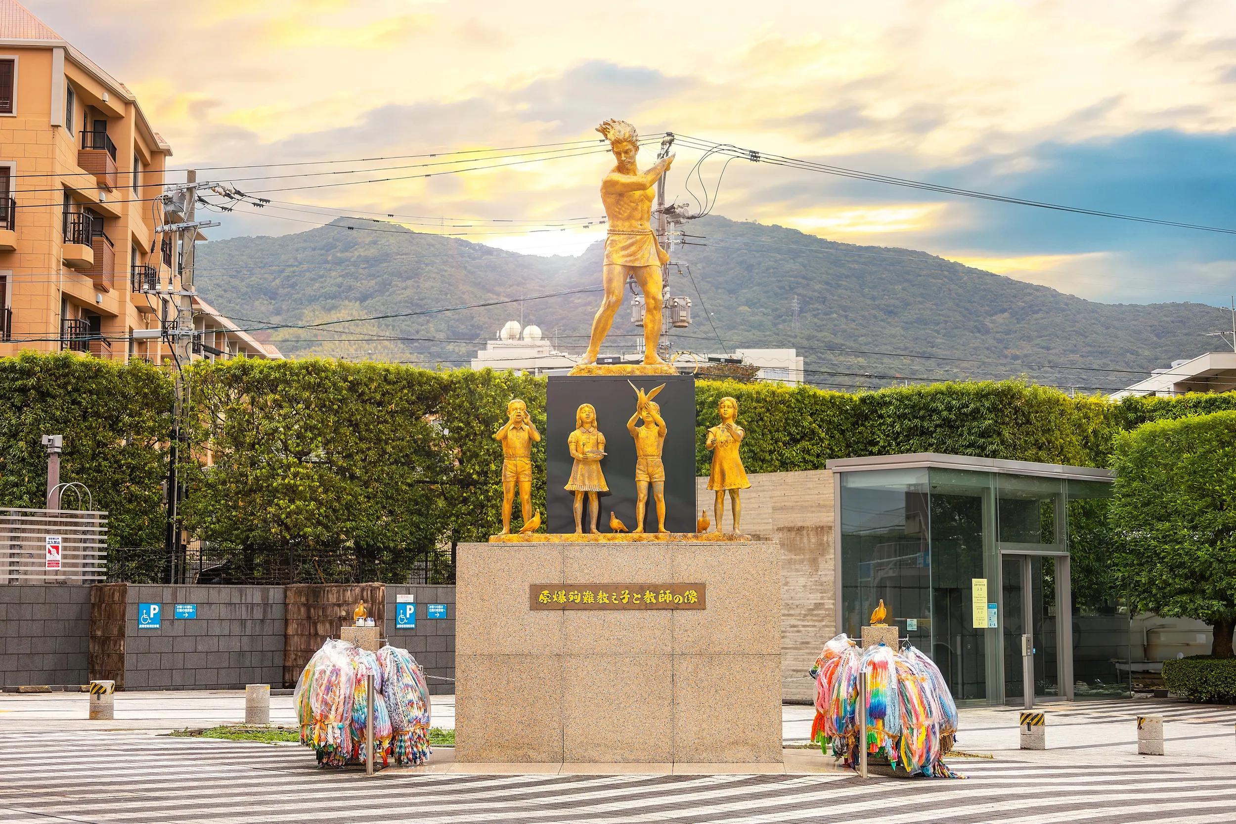 A Statue at the Nagasaki Atomic Bomb Museum in Memory of school children and teachers who died in the Nagasaki atomic bombing.