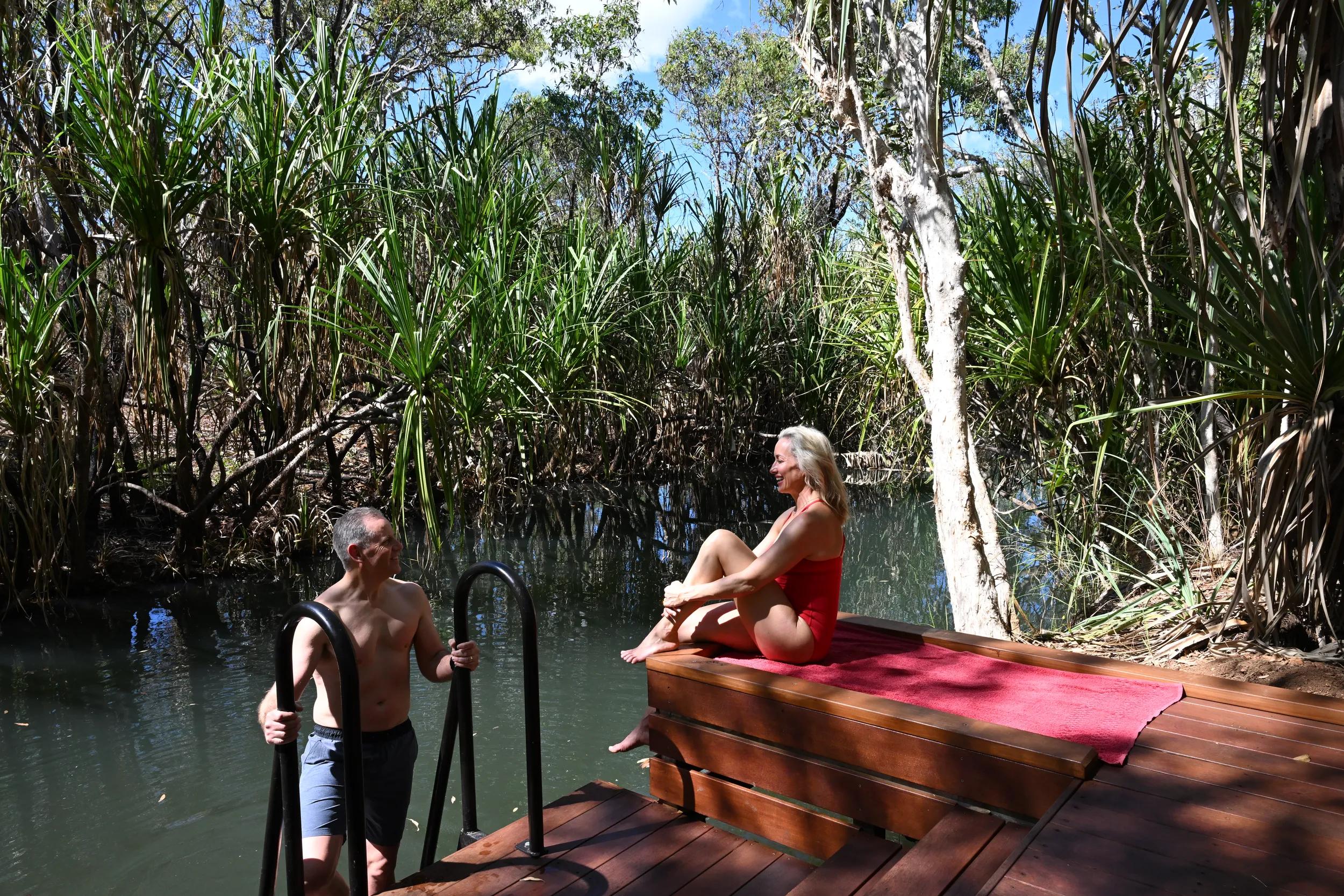 Couple at Lodge swimming hole - APT - Mitchell Falls photo shoot 2024.