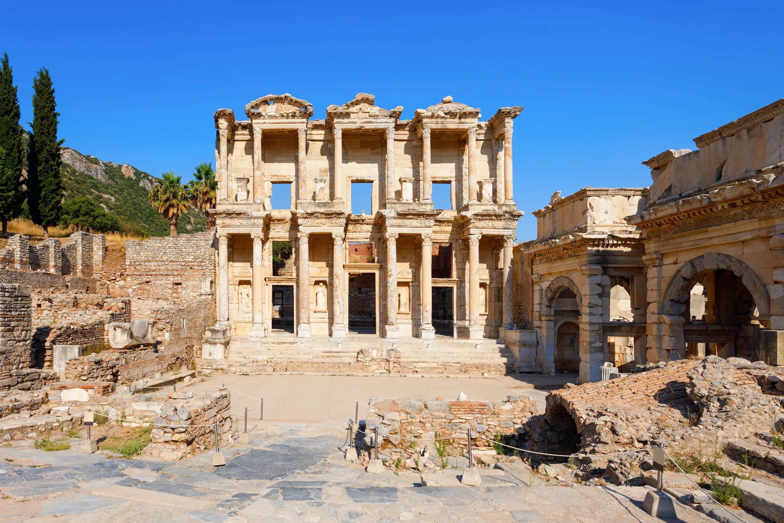 The Library of Celsus in Ephesus ancient greek city. Ephesus or Efes is located near Selcuk modern city in Izmir Province in Turkey.