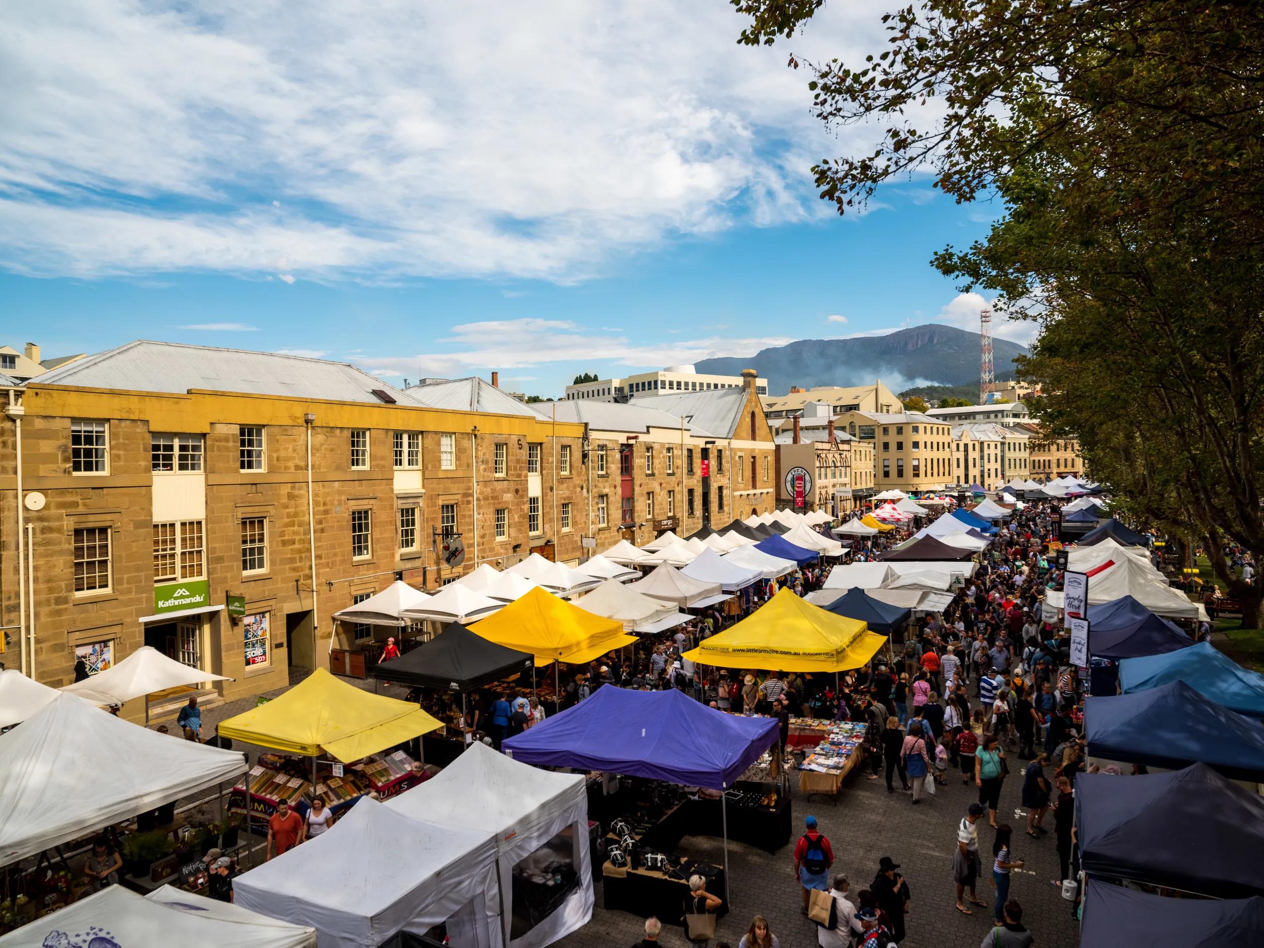 Set among the historic Georgian sandstone buildings of Salamanca Place in Hobart, this famous market attracts thousands of locals and visitors every Saturday of the year.