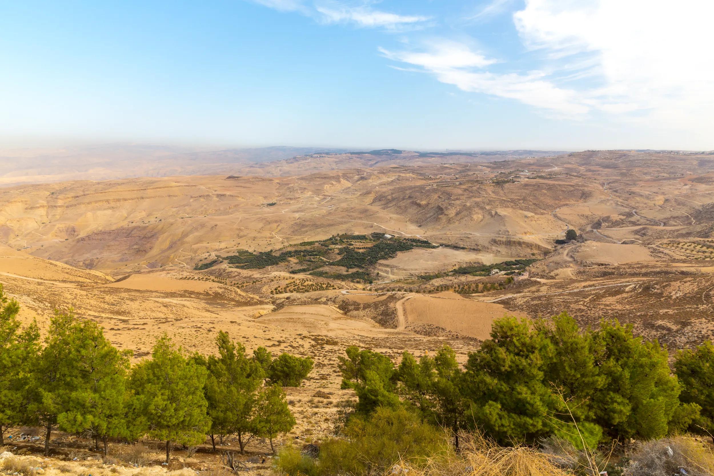 Aussicht in Richtung Amman vom Berg Nebo, 808 m, Provinz Madaba, Jordanien, Naher Osten, Asien