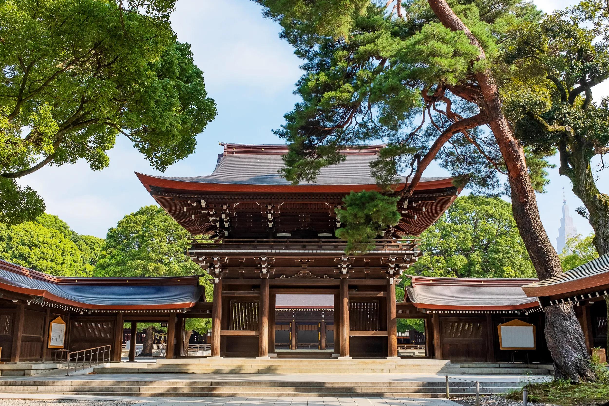 Scenic view at the Gateway in Meji Jingu or Meji Shrine area in Tokyo, Japan.