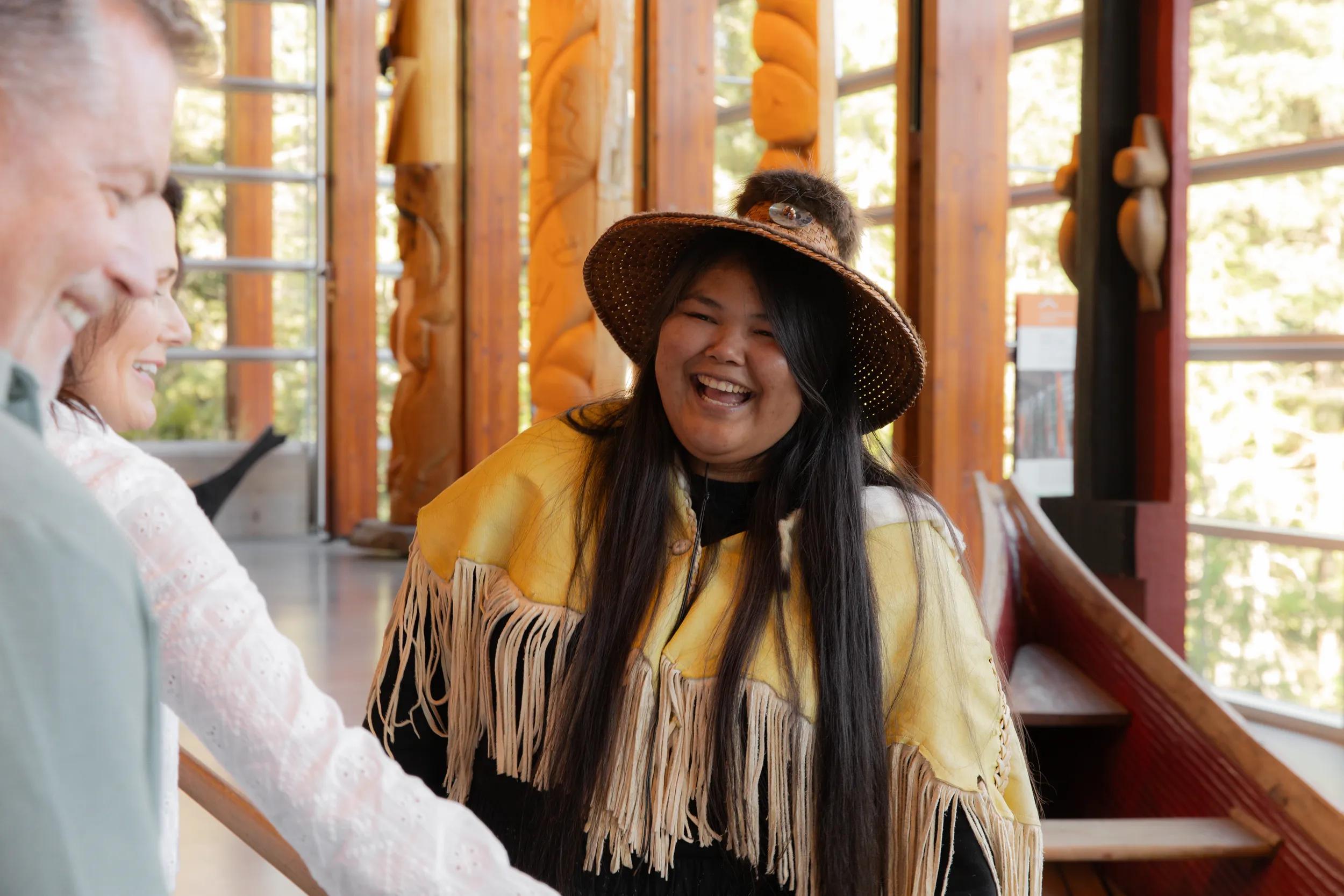 Cultural Ambassador Georgina, at the Squamish Lil'wat Cultural Centre, Whistler, Canada.