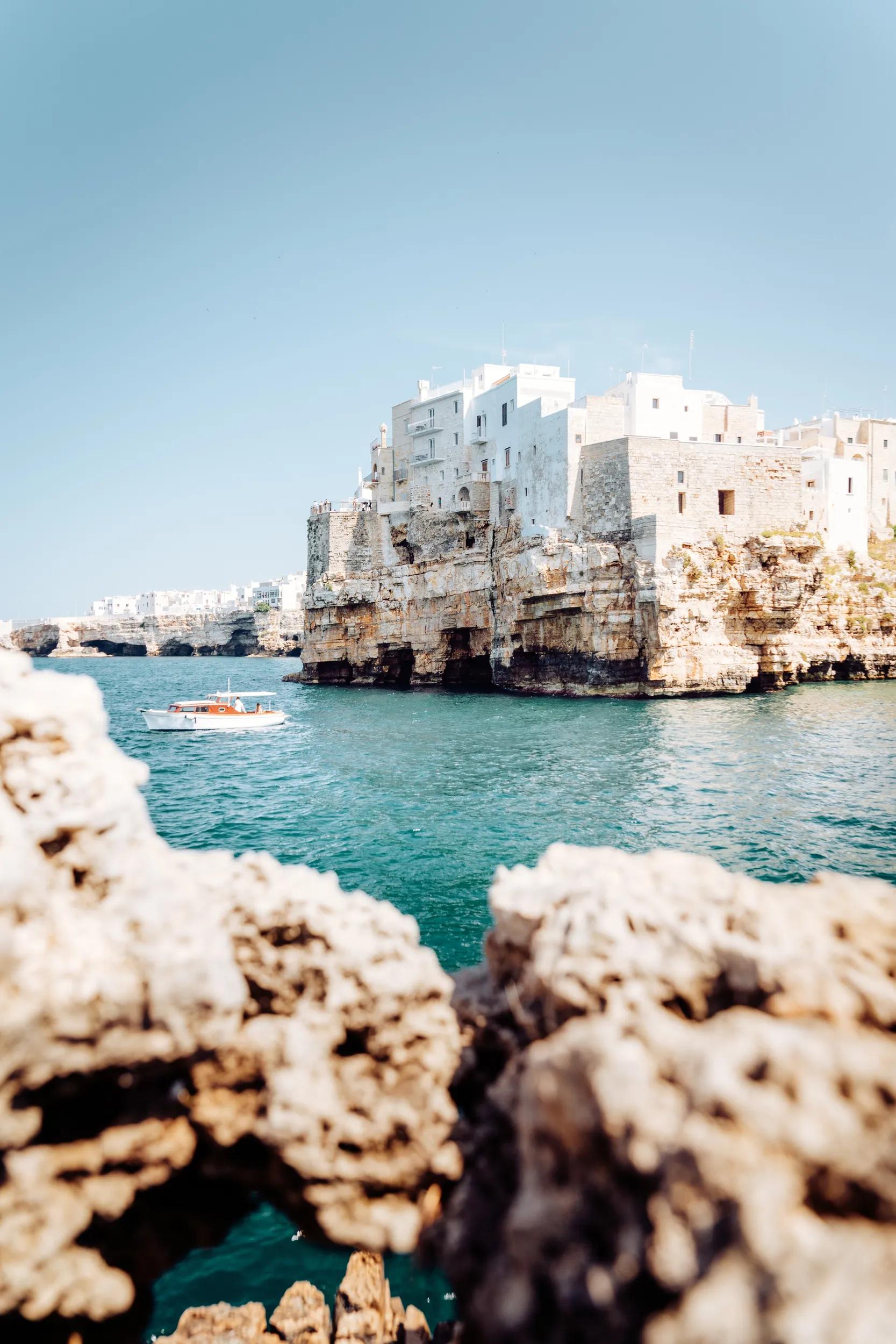 Polignano a Mare, Puglia, Italy. Town by the sea. No people