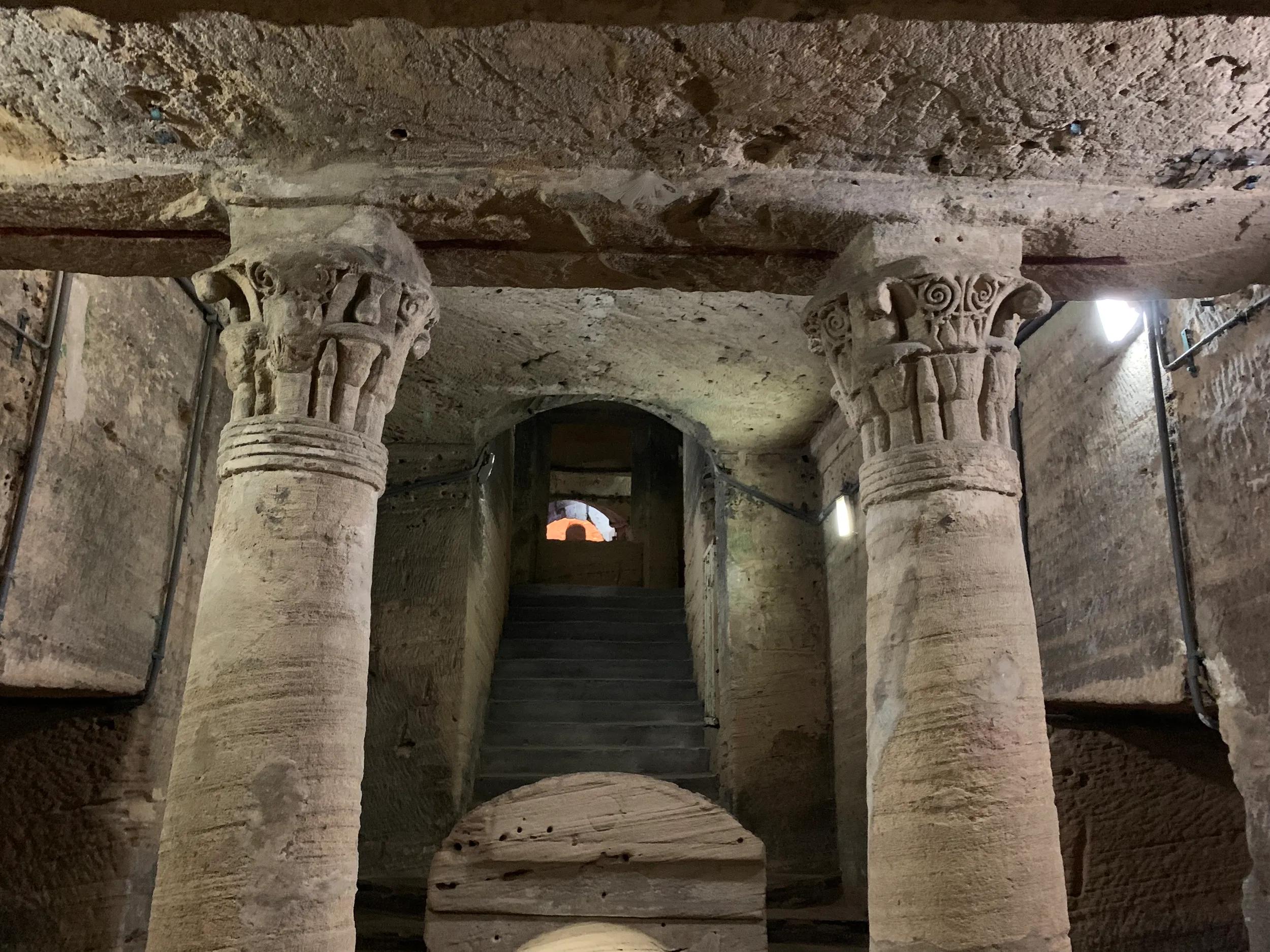 the catacombs of Kom El-Shoqafa (Mound of Shards), dating to the Roman period (1st-4th centuries AD) in the centre of the Egyptian Mediterranean coastal city of Alexandria, during the inauguration of a project to drain groundwater from the archaeological