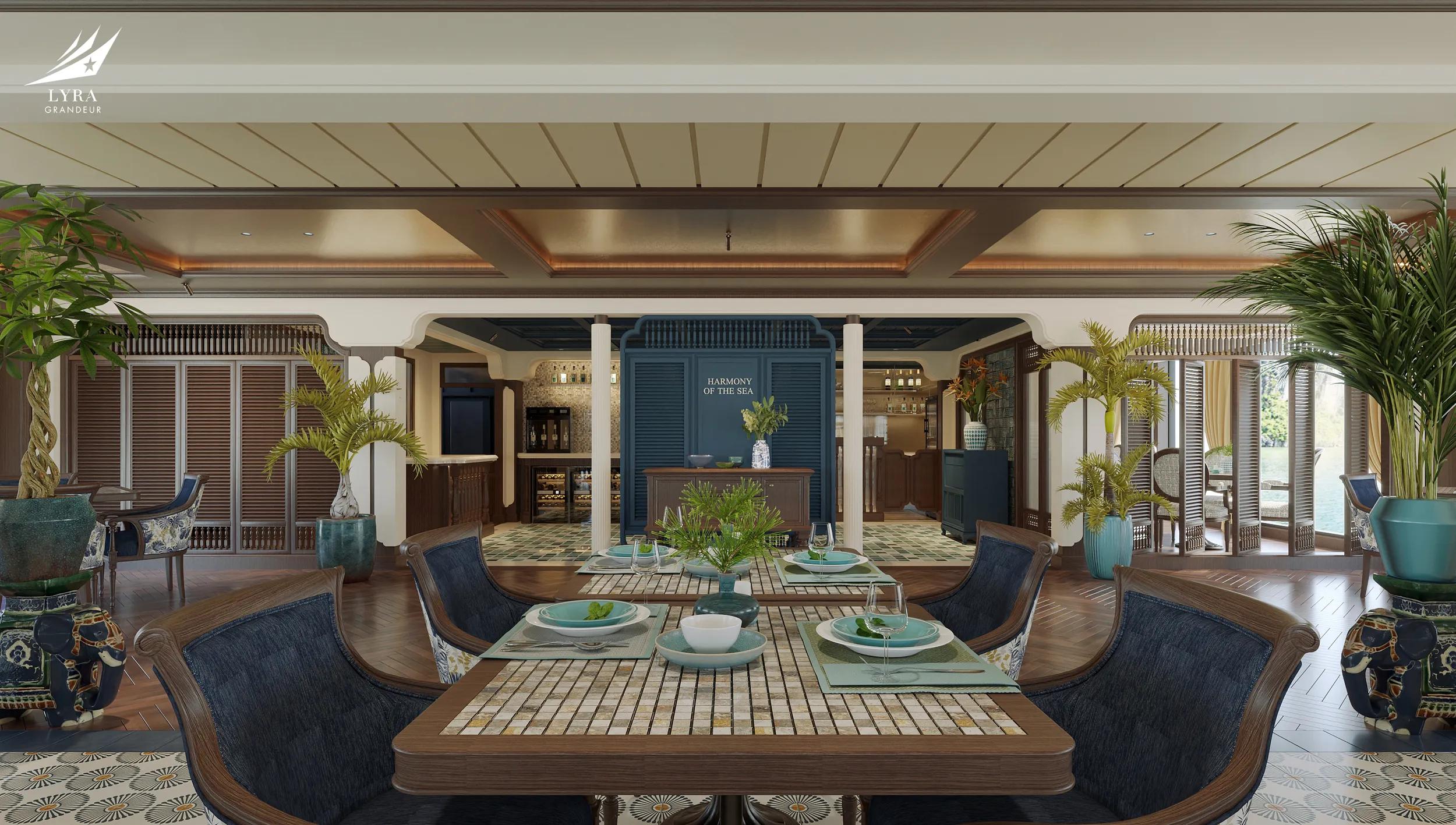 Restaurant on Ship Lyra Grandeur.