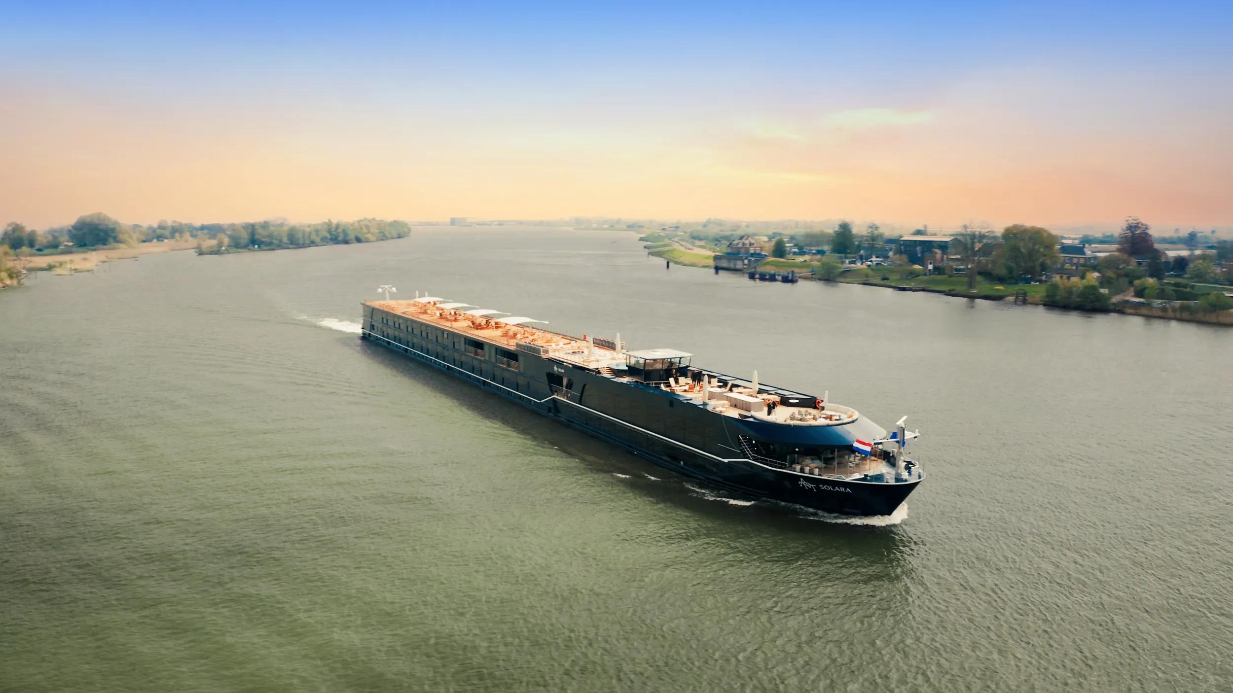 APT Solara ship exterior aerial. Still from drone footage.