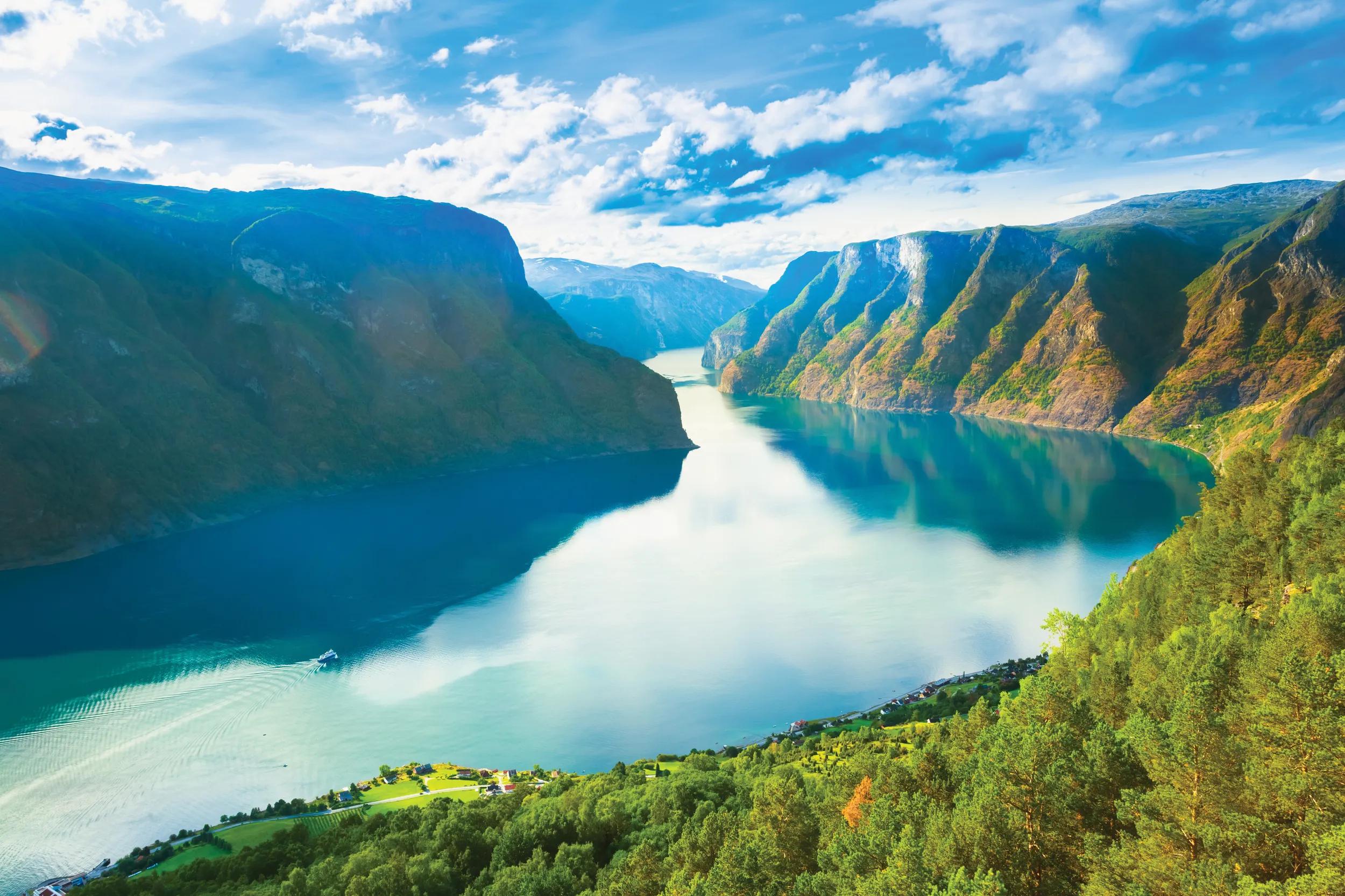 The Sognefjord or Sognefjorden, nicknamed the King of the Fjords, is the largest and deepest fjord in Norway.