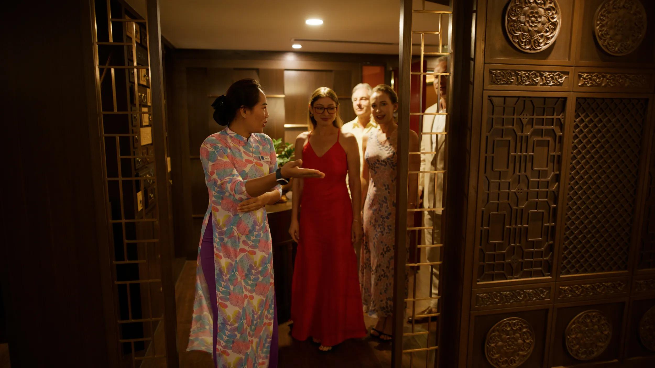 Guests being greeted at Indochine restaurant.