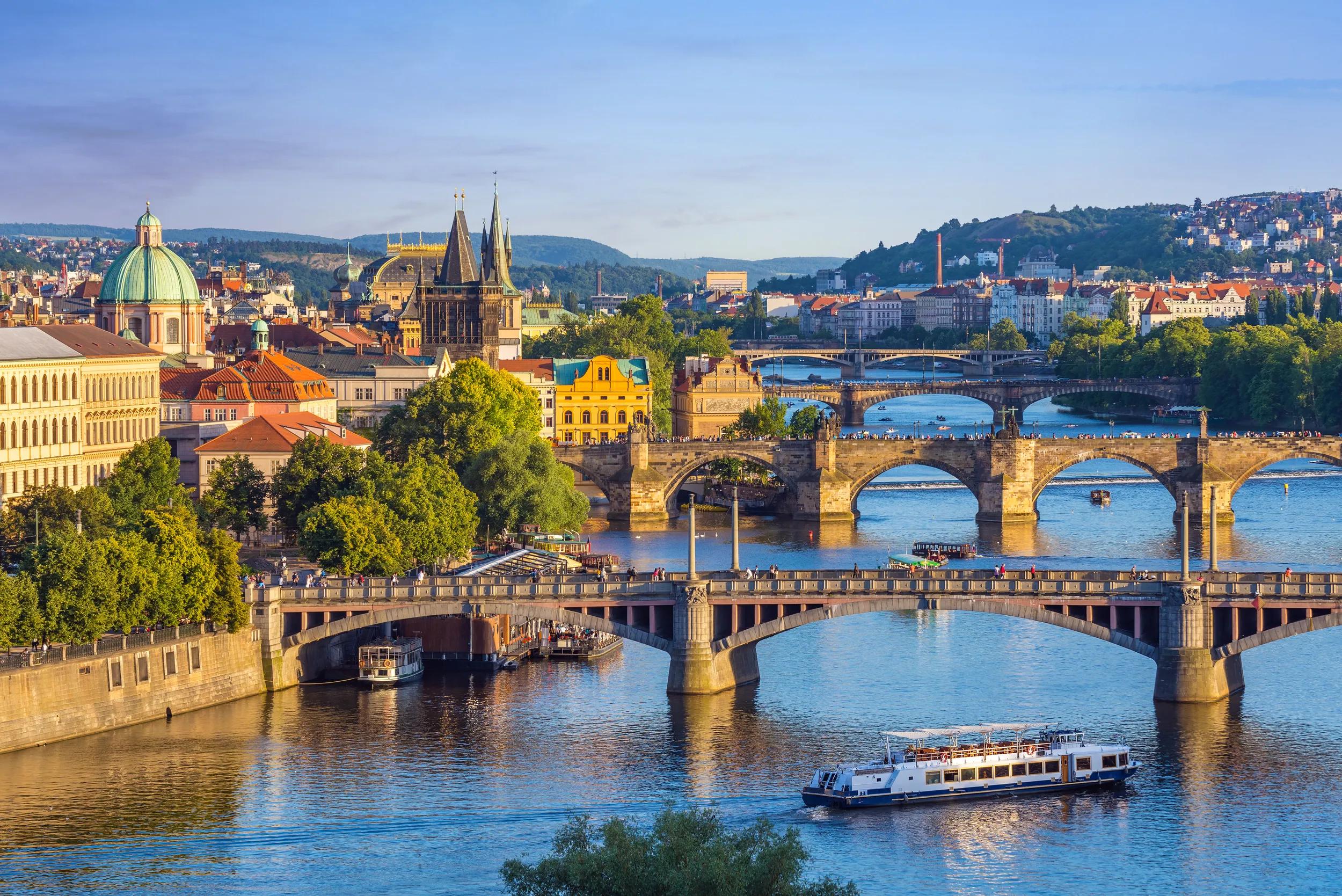Prague city skyline and Charles Bridge - Prague - Czech Republic