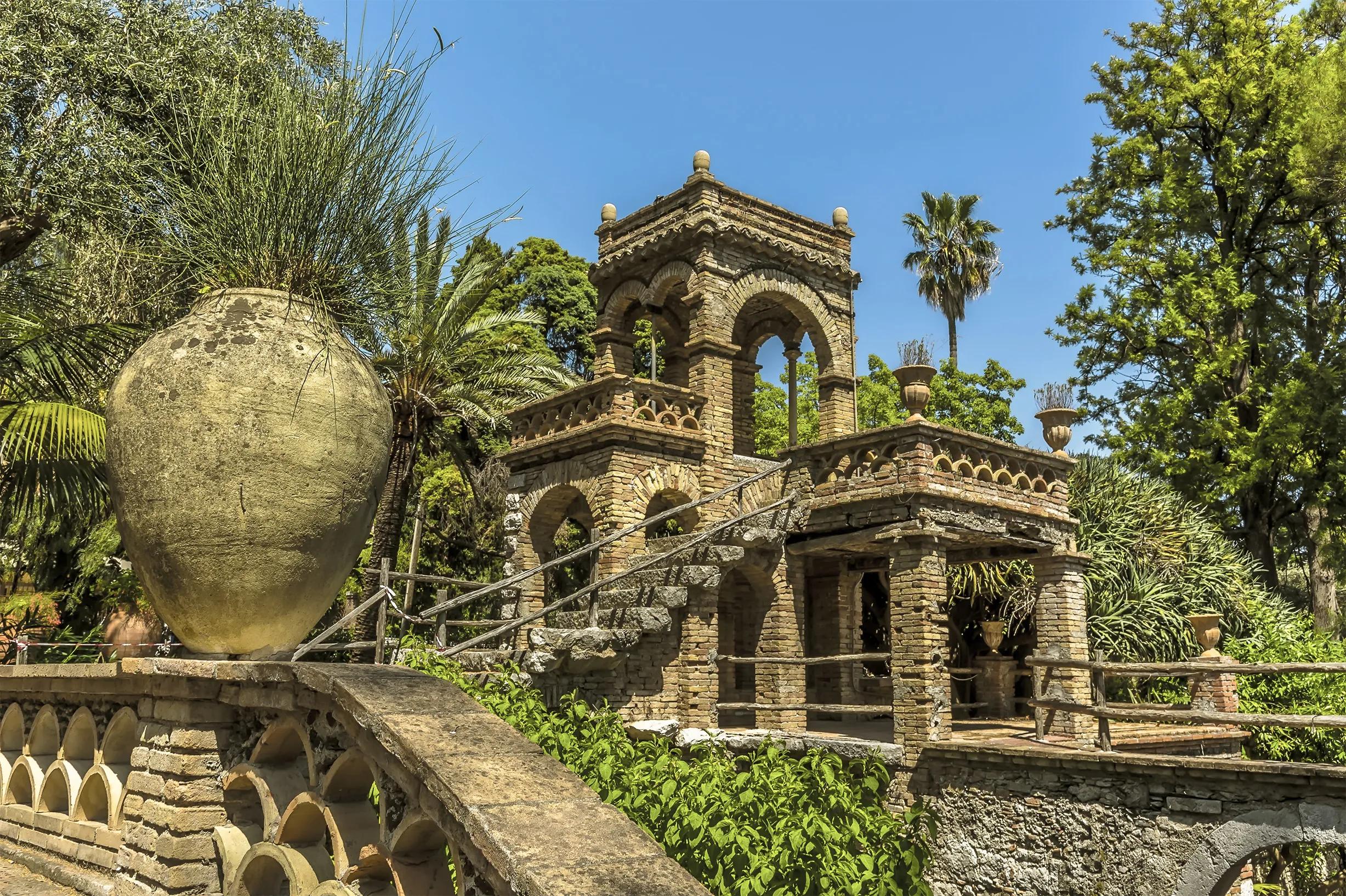 The Garden of Villa Comunale, Taormina, Sicily in summer