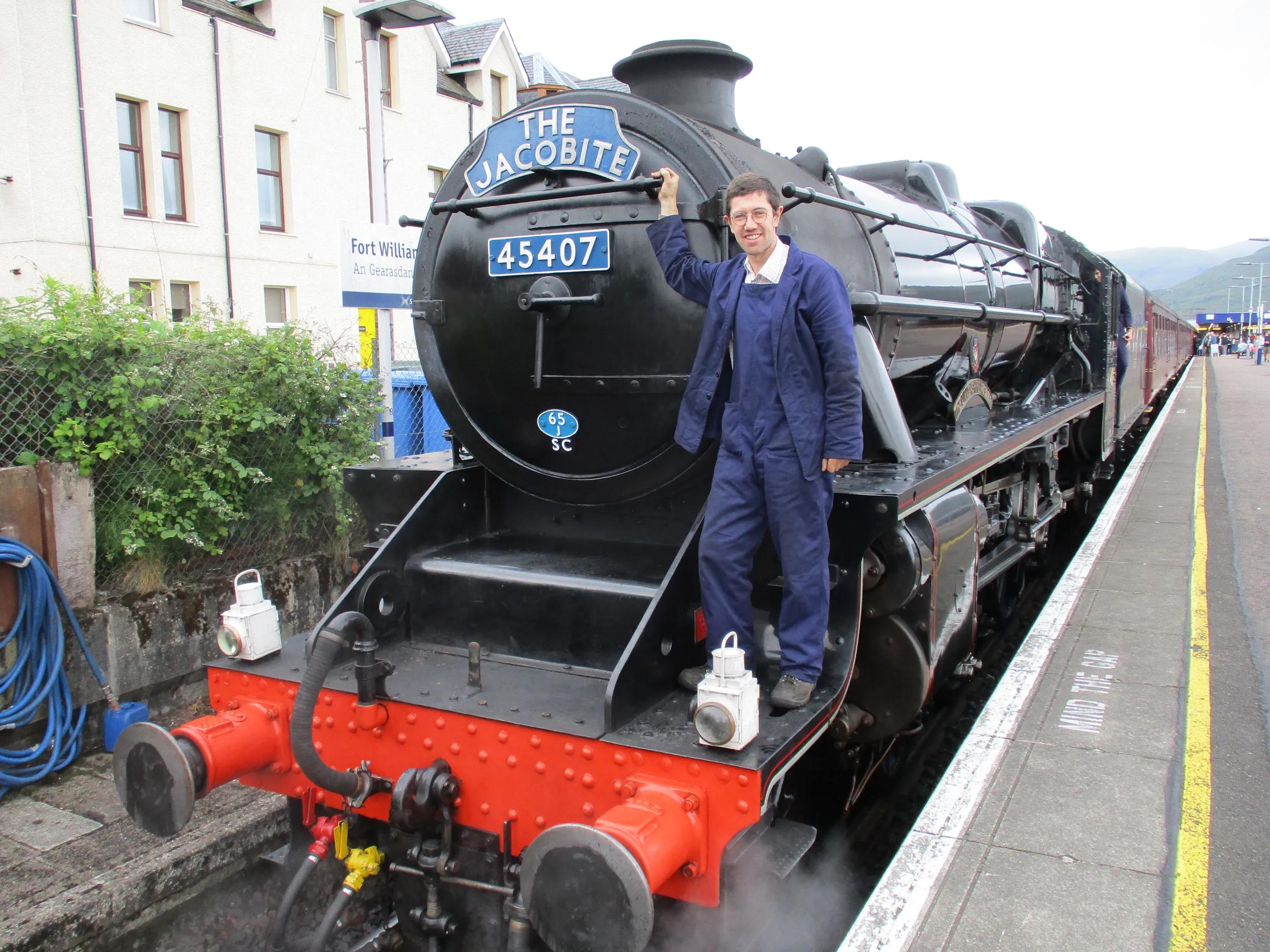 Dickon Chaplin Brice at work on the The Jacobite Steam Train, Scotland.