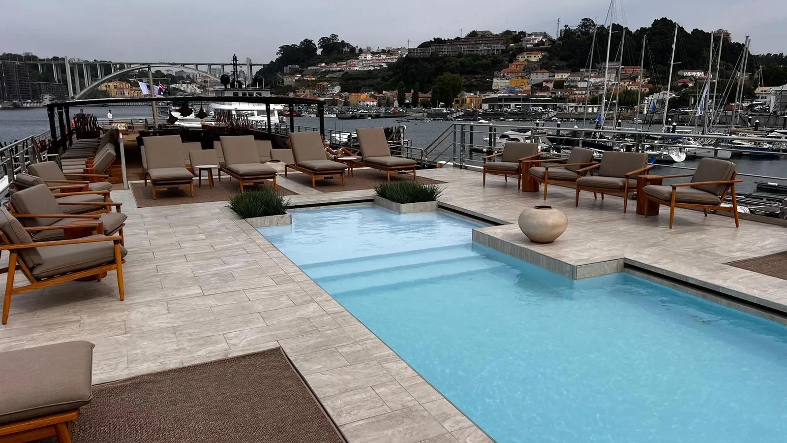 Pool on ship Estrela on the Douro River.