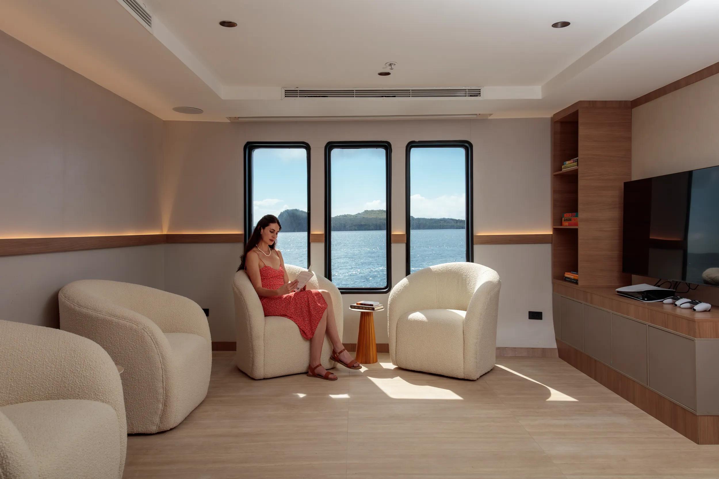 Hermes Galapagos Mega Catamaran reading room