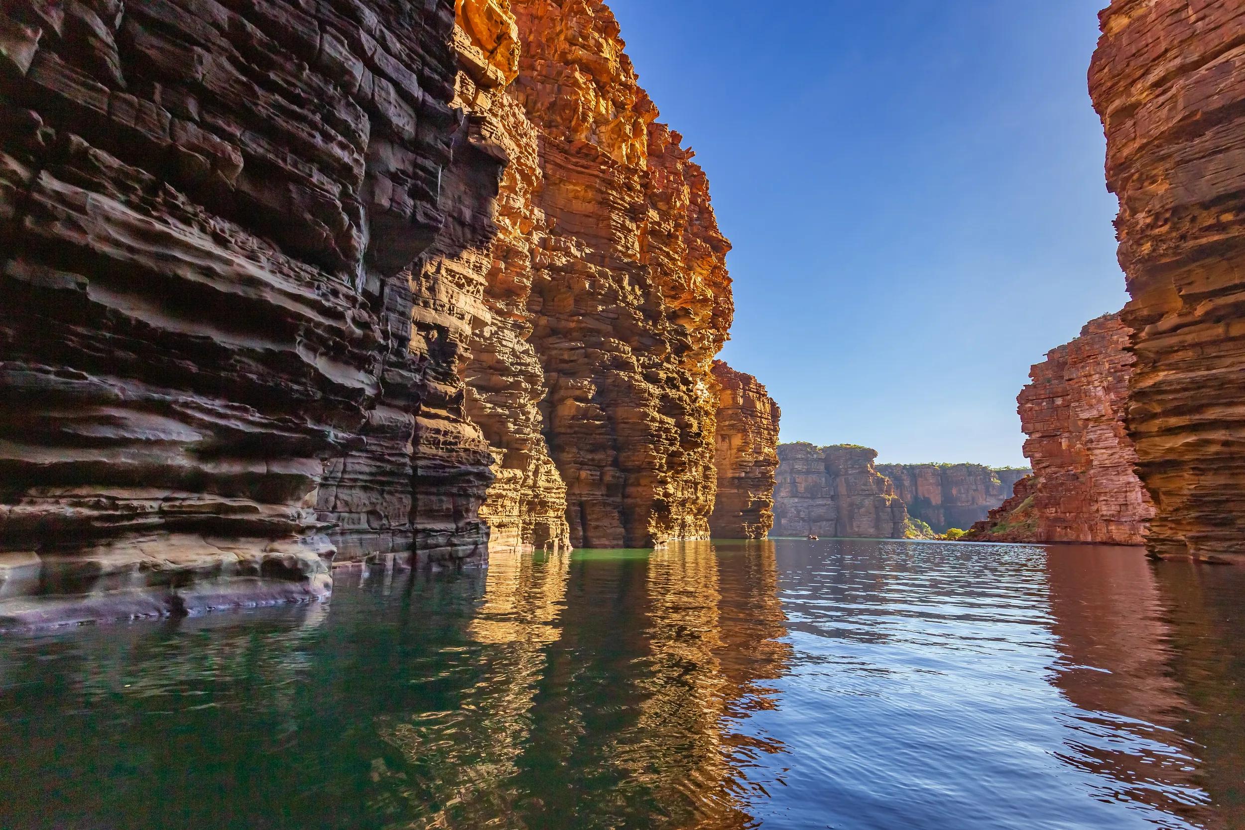King George River - Northern Kimberley. falls off the Kimberley Plateau with a thunderous roar directly into the ocean far below.
A very wild and remote place accessible only by boat or helicopter.