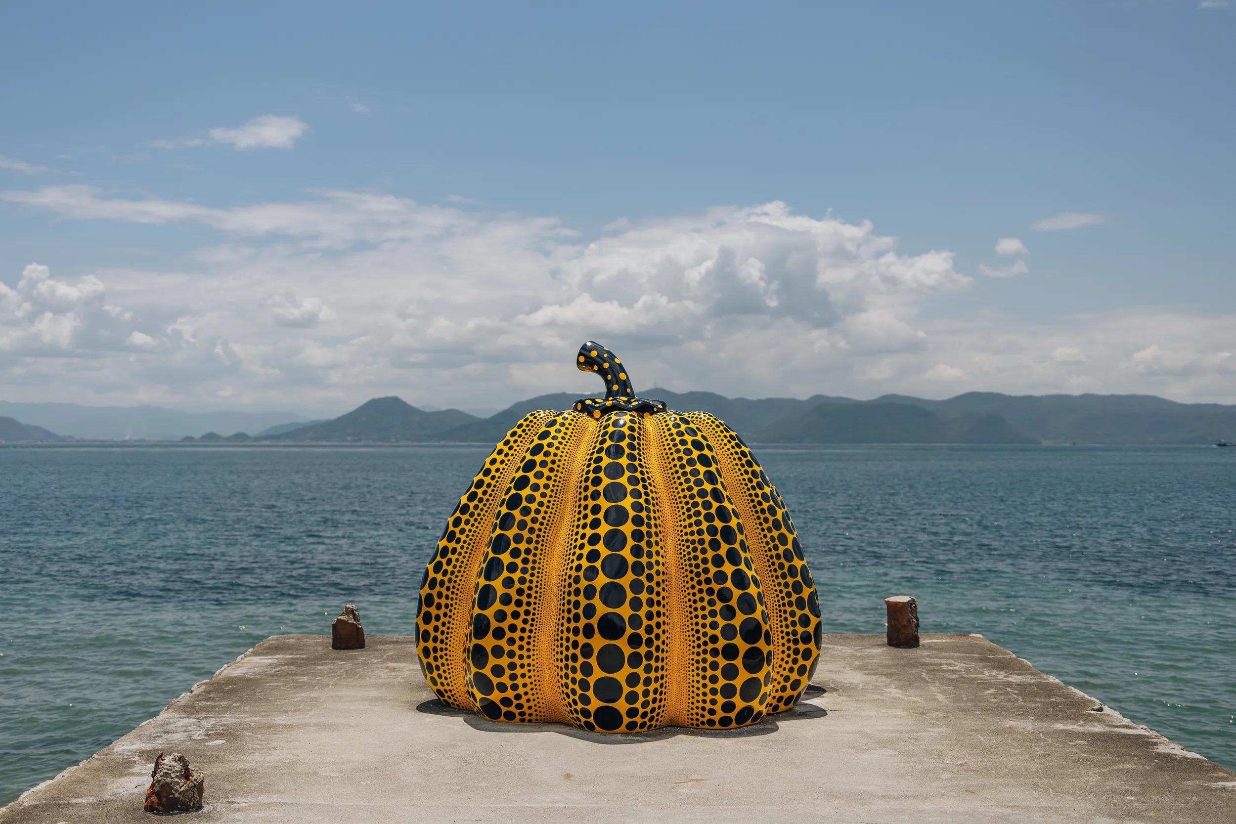 Artwork, Yayoi Kusama pumpkin at Naoshima island