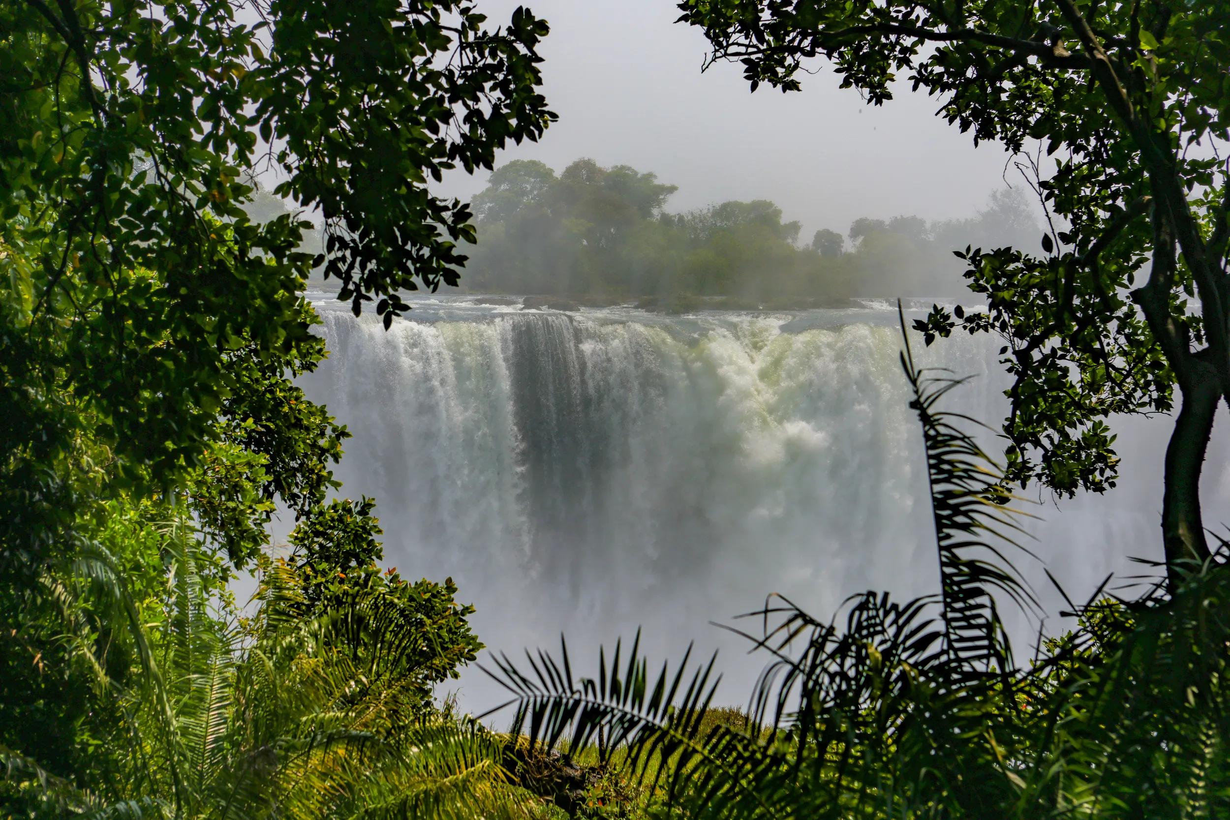 Victoria Falls during dry season, Zimbabwe