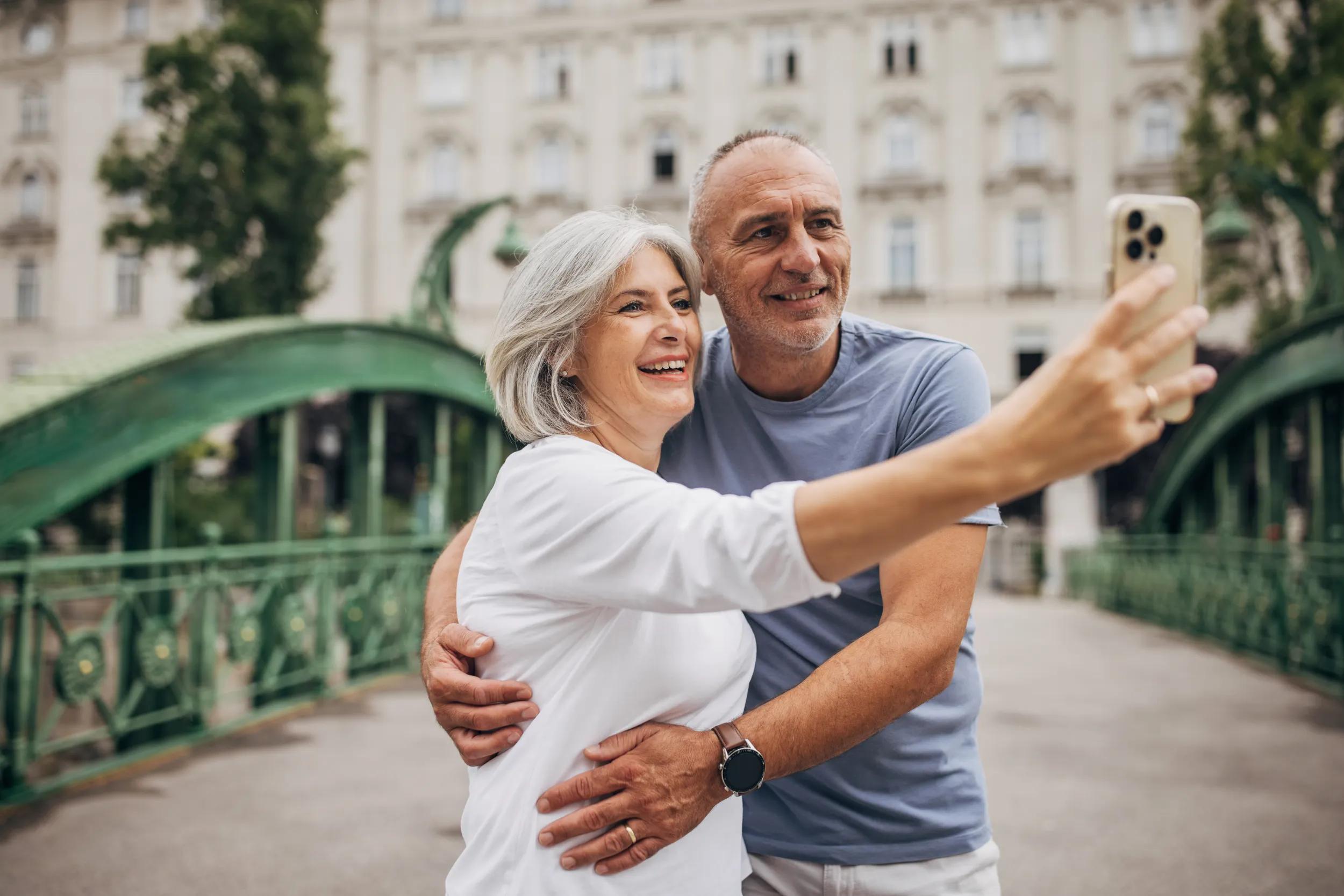 Senior couple exploring Vienna