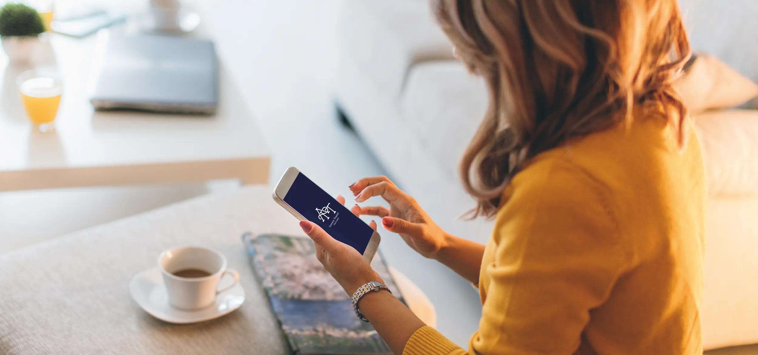 Woman relaxing in living room