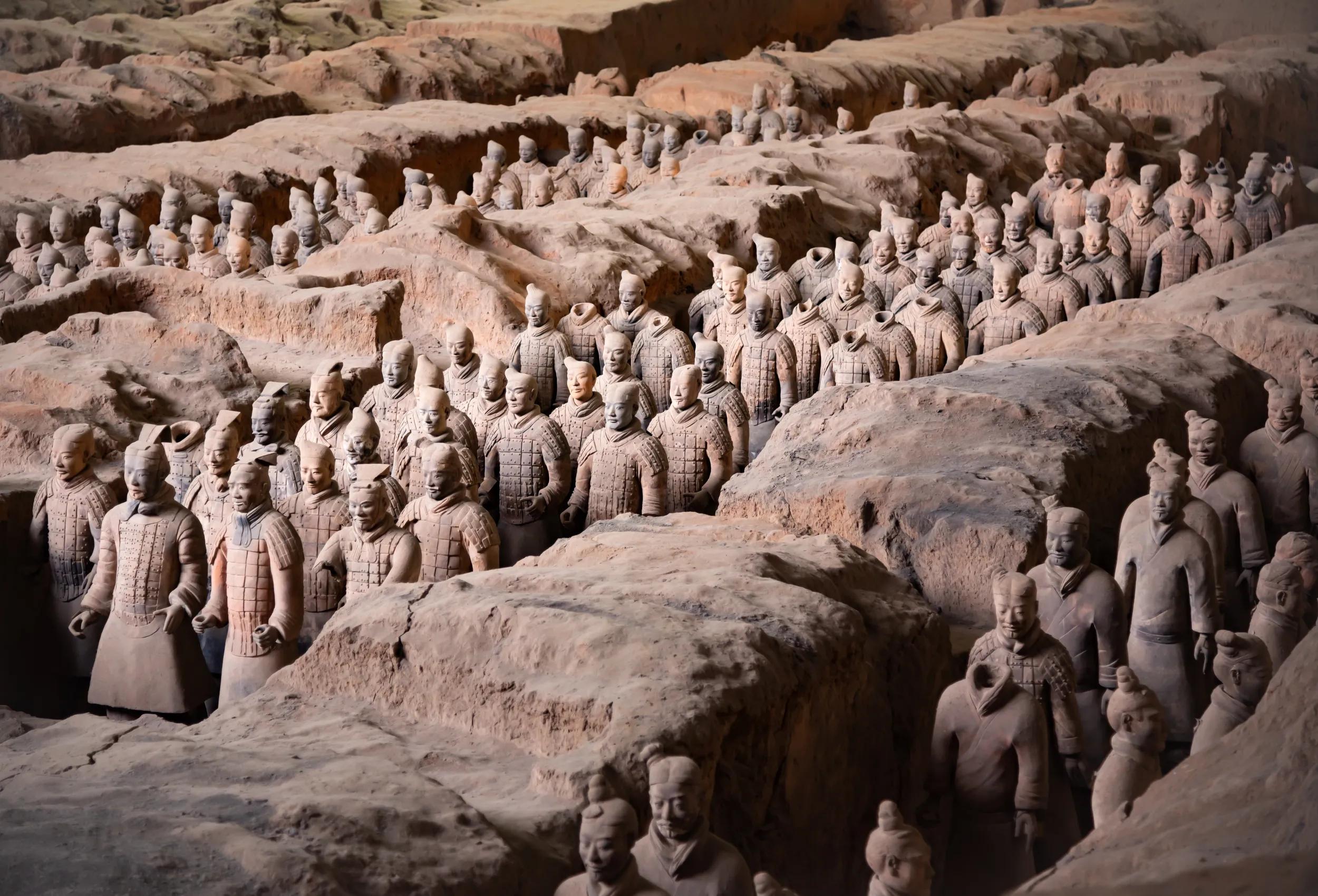 Terracotta army or warriors, famous historic landmark in Xian, China.