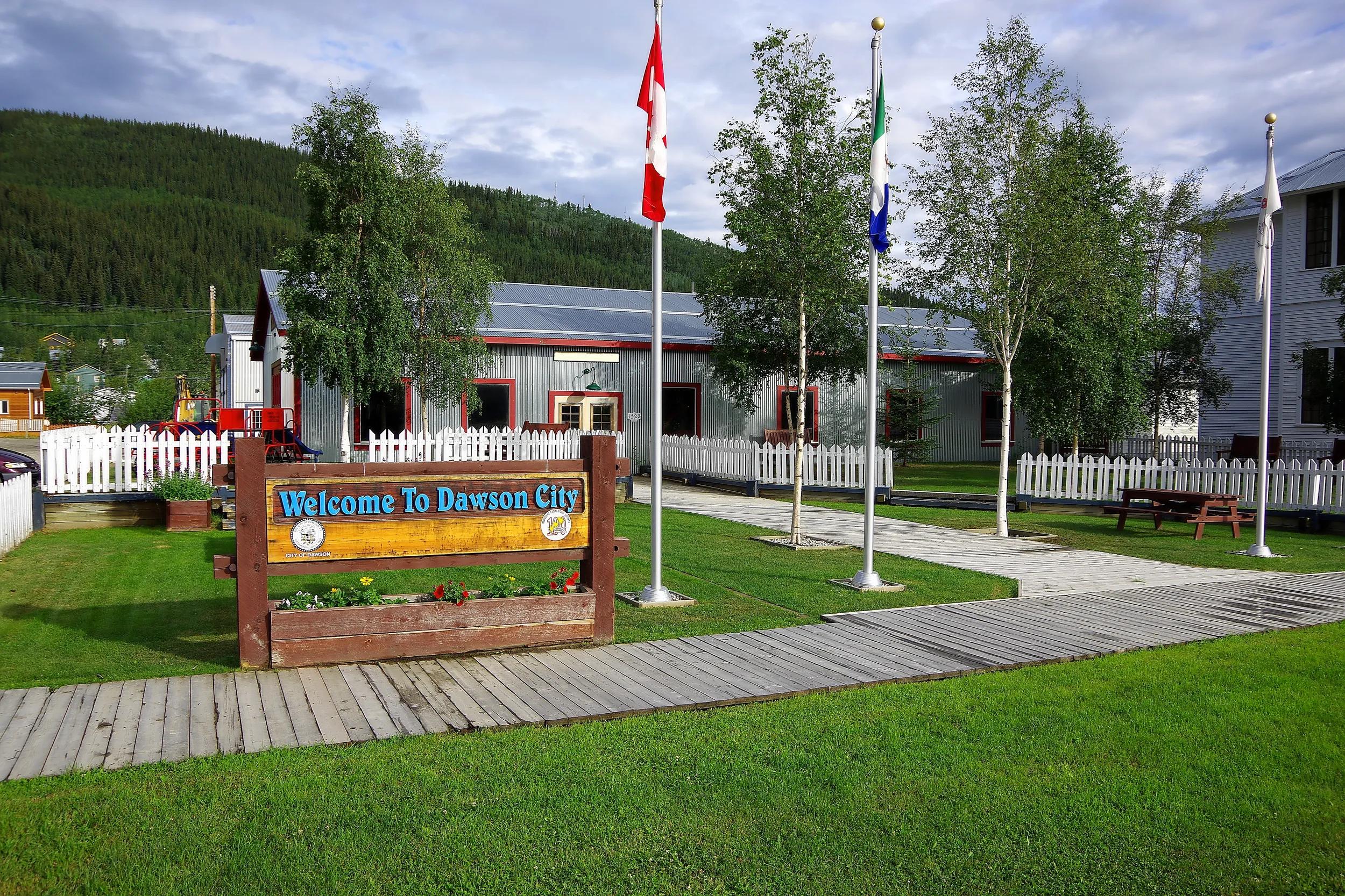 Welcome to Dawson! The greeting in Dawson city. Yukon. Canada