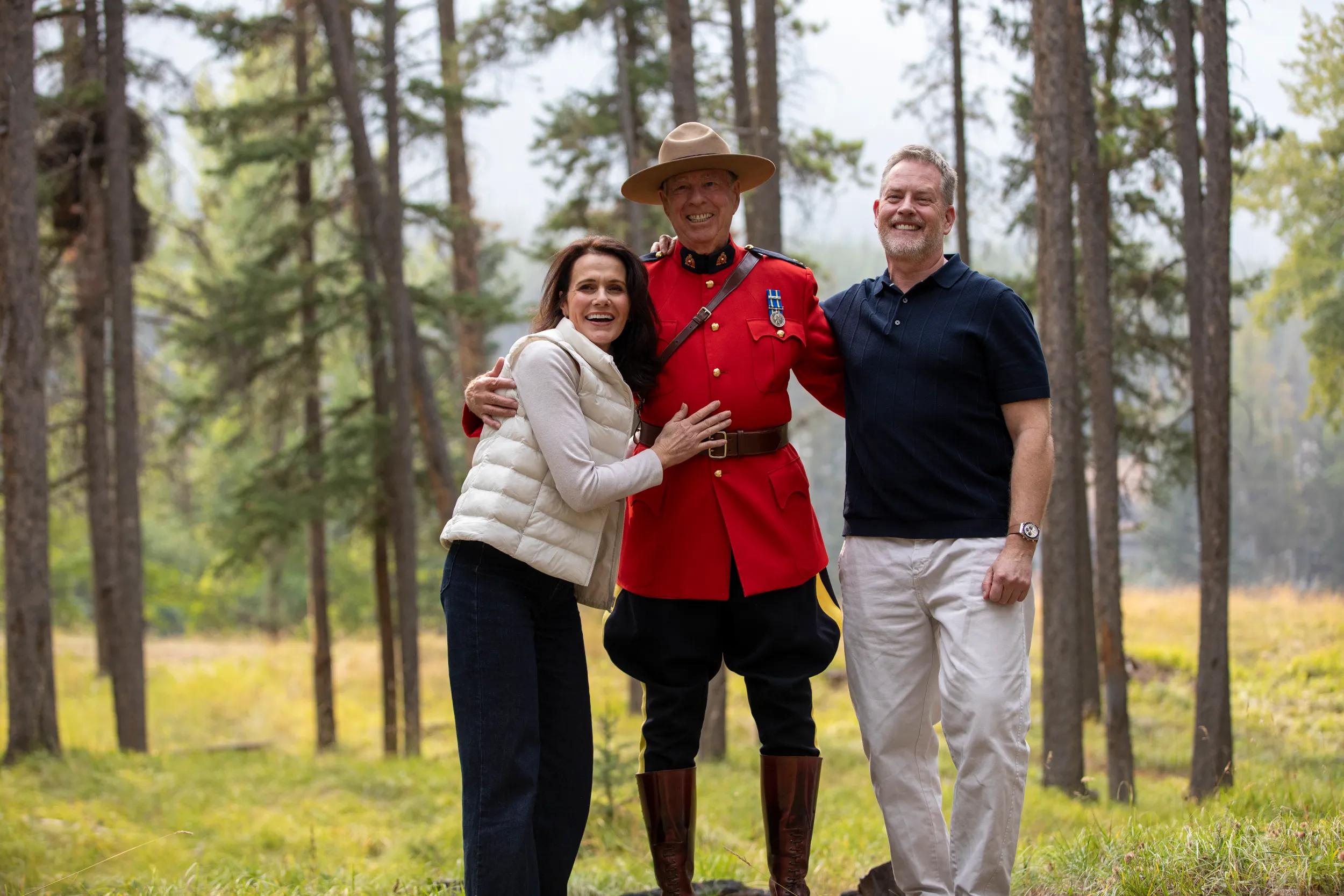 Couple with a Canadian Mountie, Meet a Mountie experience, Banff National Park, Canada.