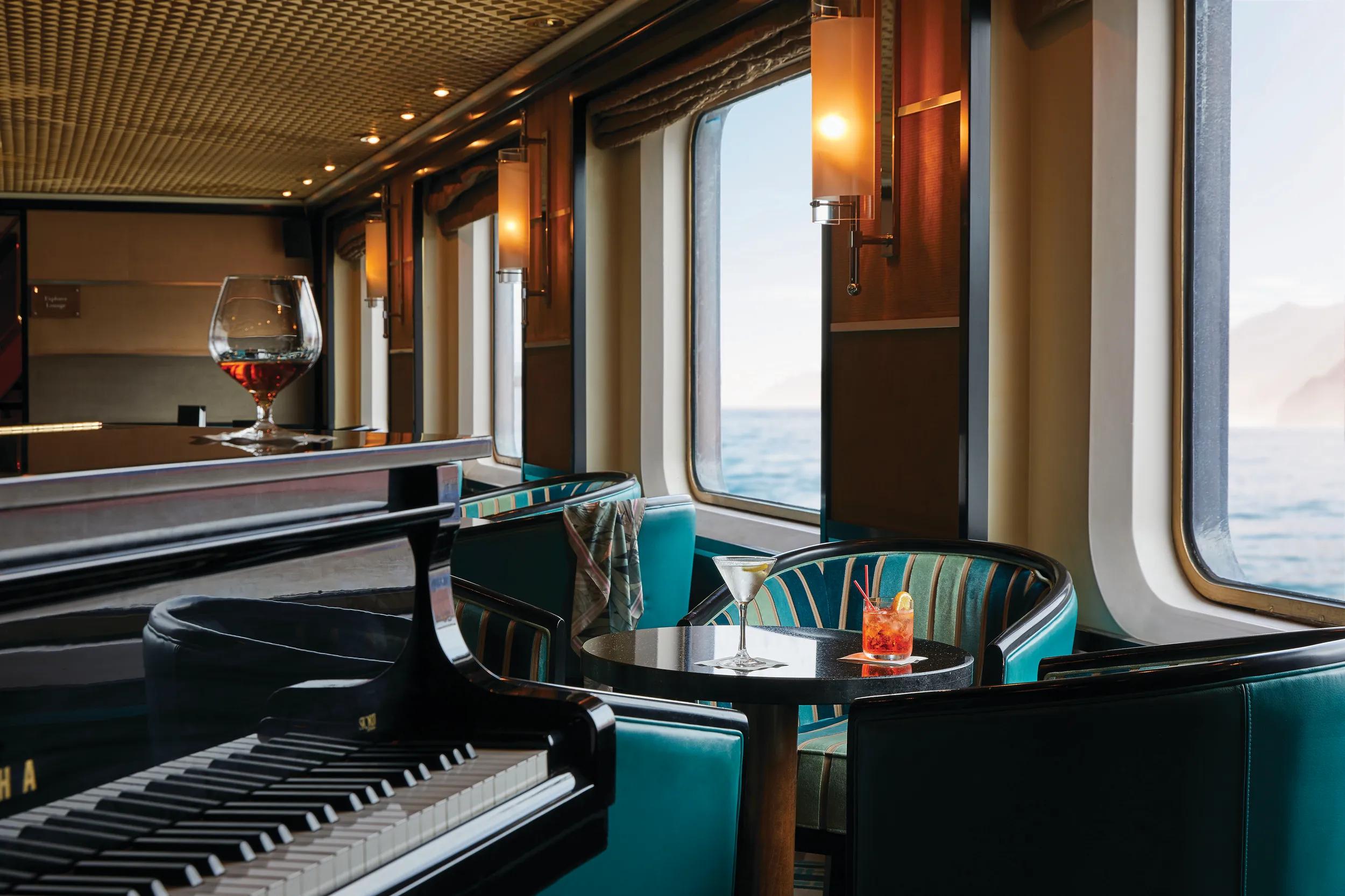 Silver Cloud Expedition, Silver Cloud, Silver Cloud refurbishment, November 2017, Silver Cloud Maiden Voyage Silver Cloud, Silver Cloud Expedition, Silver Cloud  Maiden Voyage, Shakedown, Dolce Vita, Piano, Main Bar