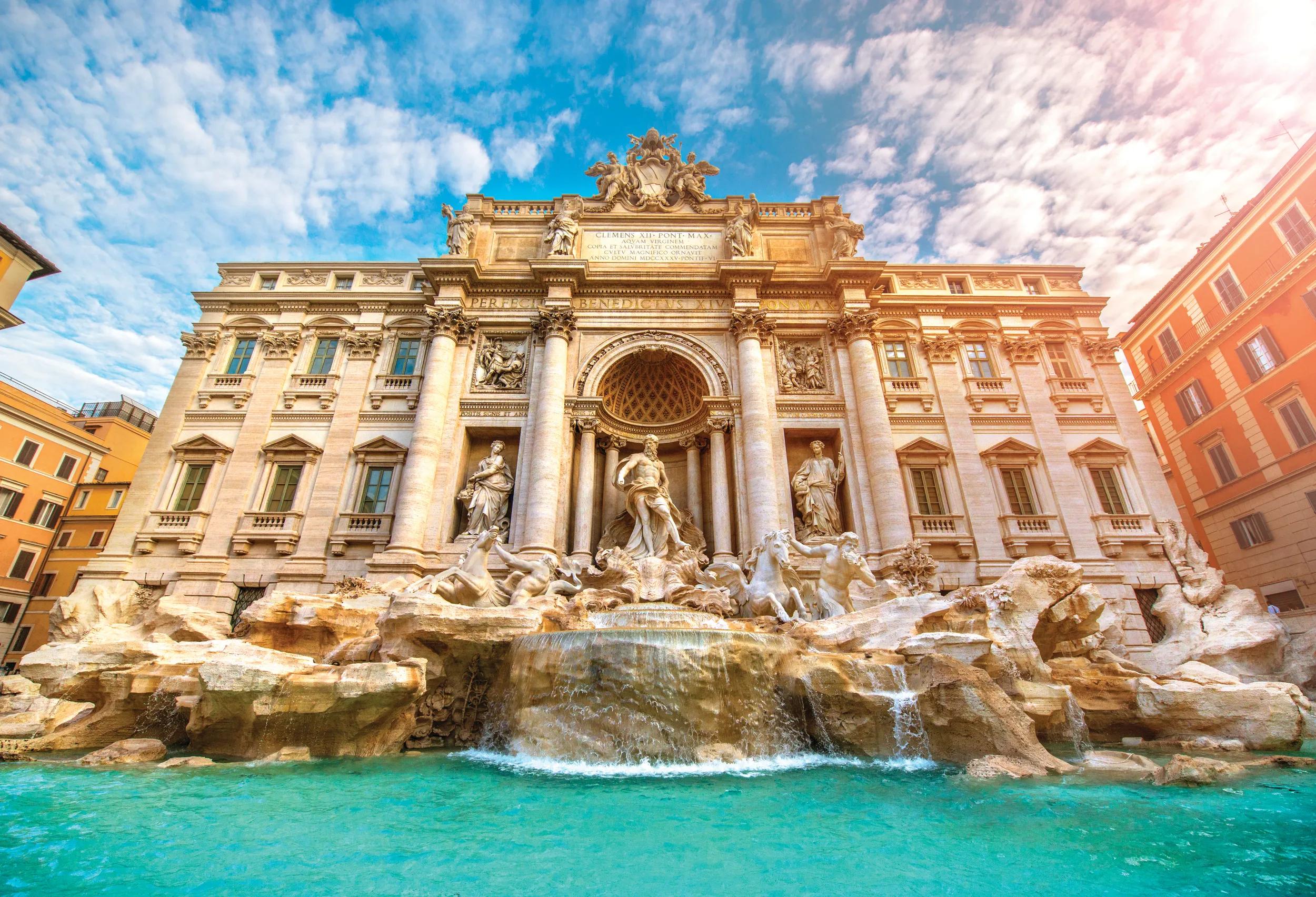 Famous iconic Trevi Fountain at Piazza Di Trevi.