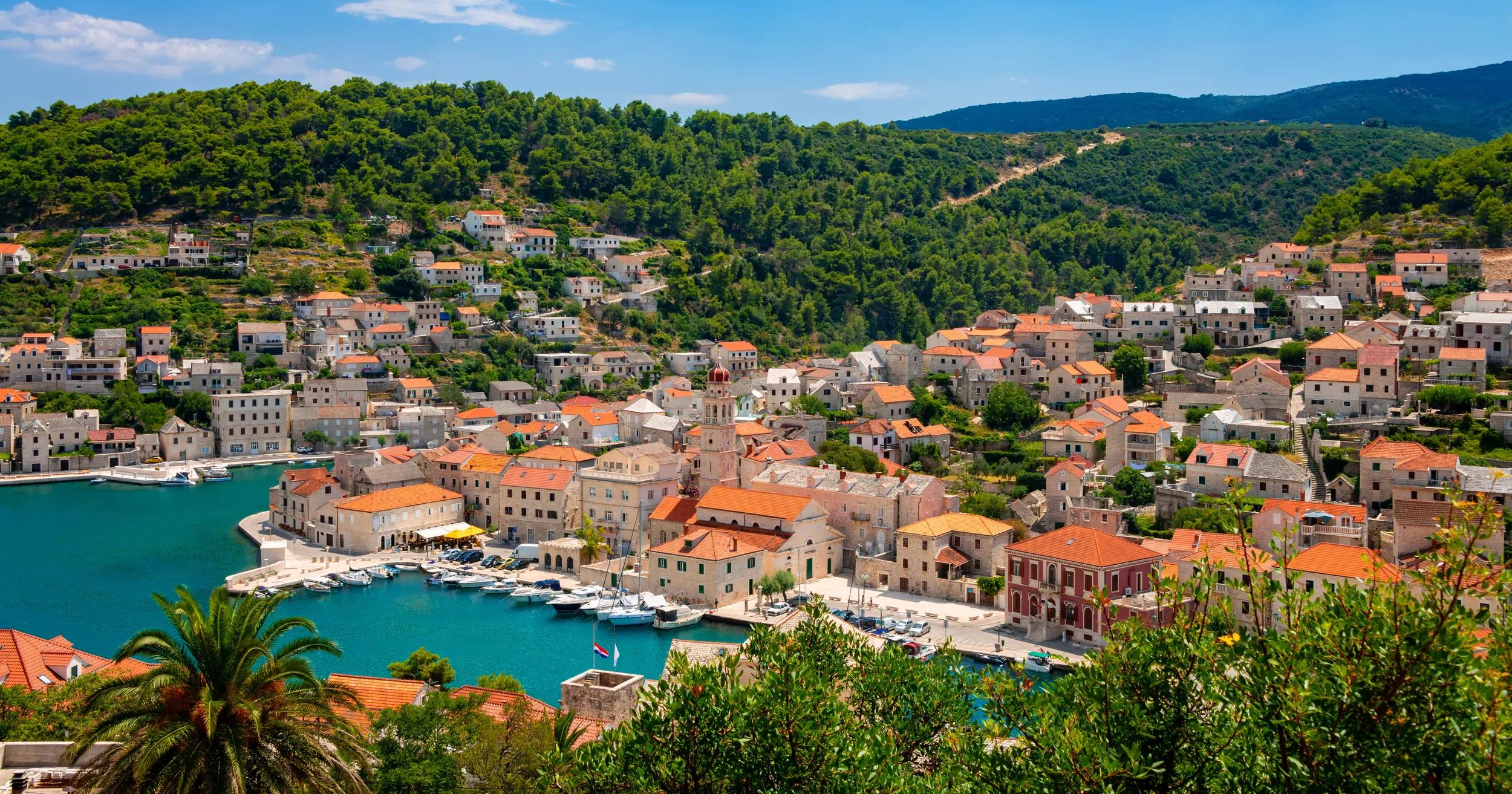 Pučišća village panorama on Brac island, Croatia