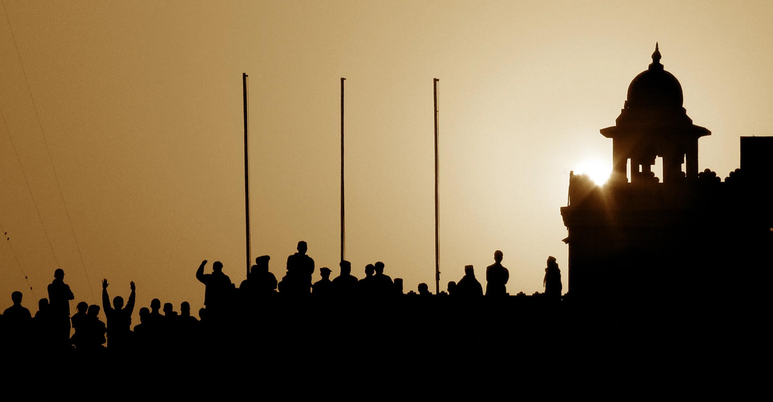 Daily India and Pakistan Wagah border-crossing ceremony, Wagah, Attari, Punjab, India