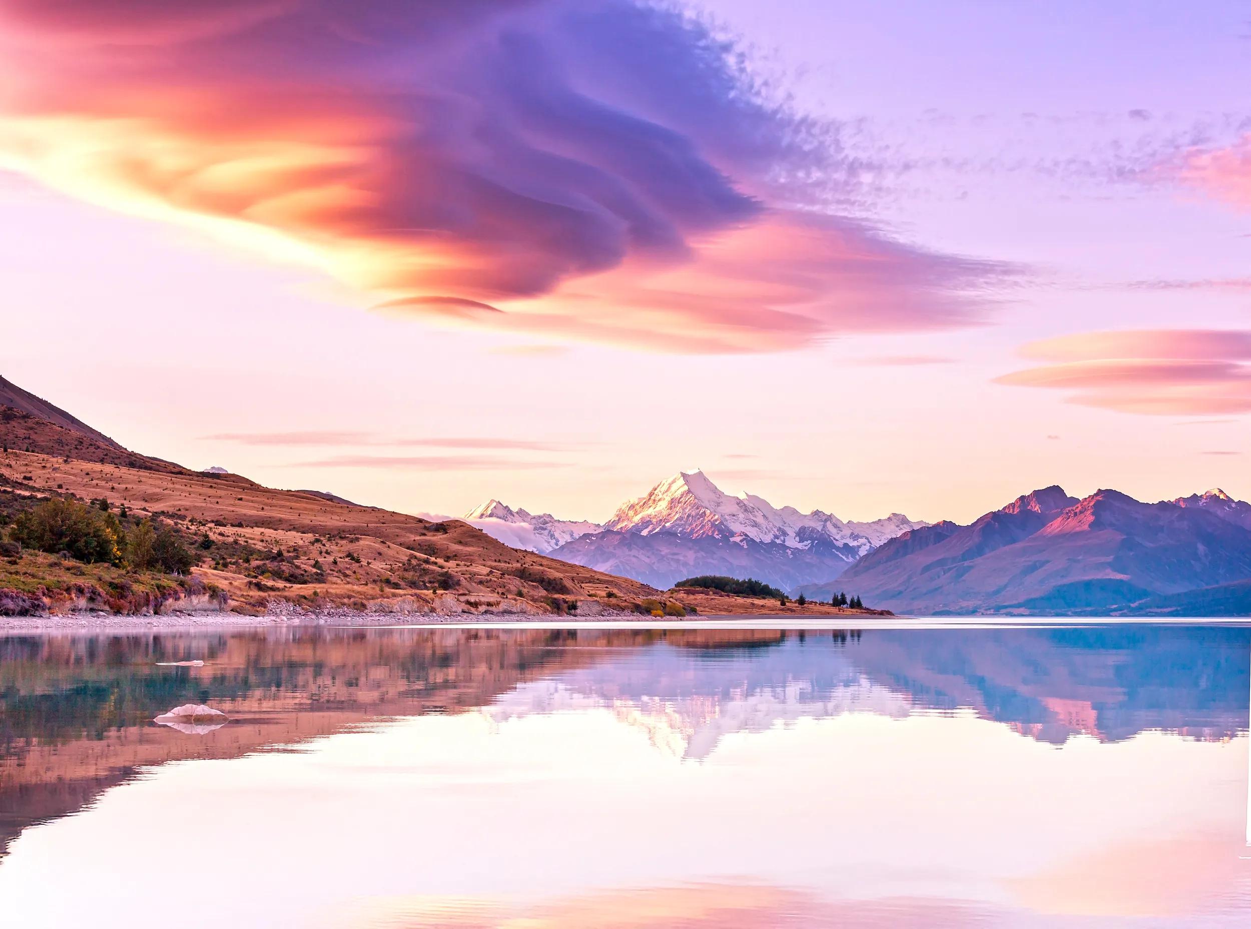 View of the majestic Aoraki Mount Cook,  New Zealand