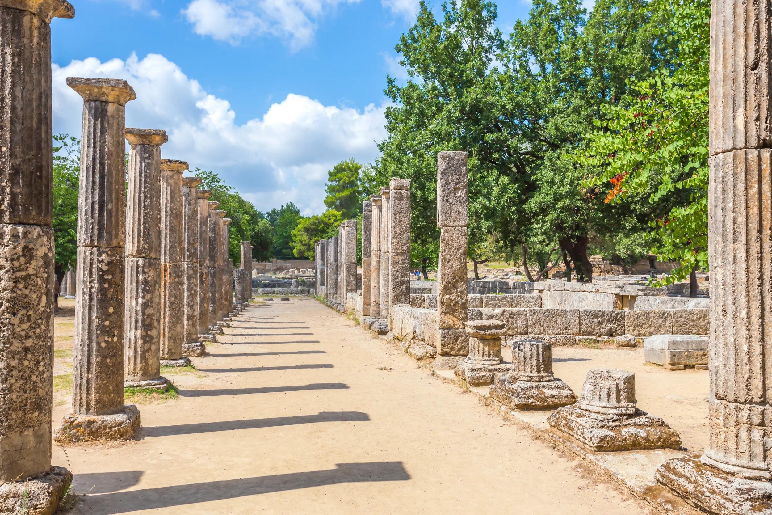 ruins in Ancient Olympia, Elis, Peloponnes,  Greece