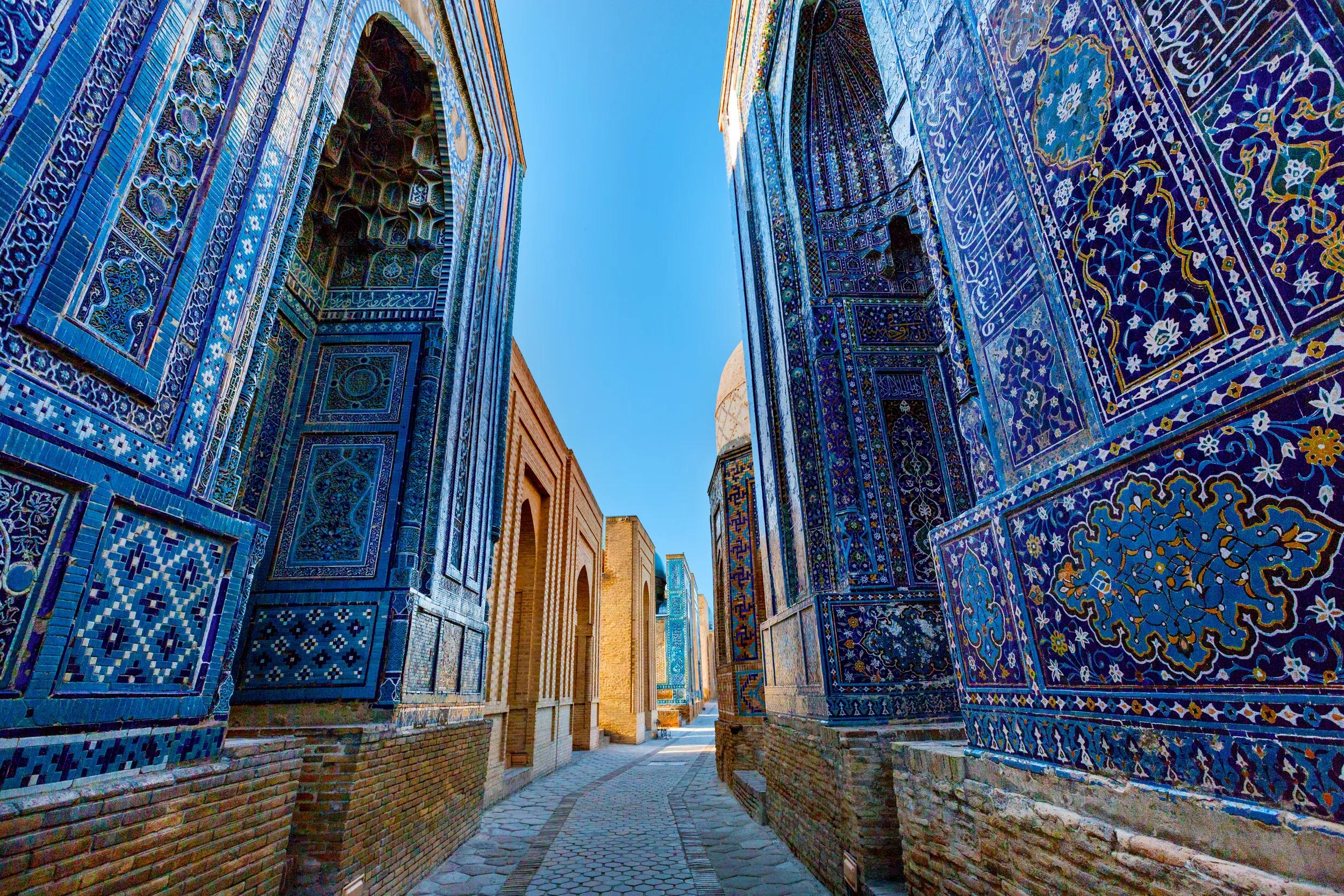 Avenue of tombs in Samarkand, Uzbekistan