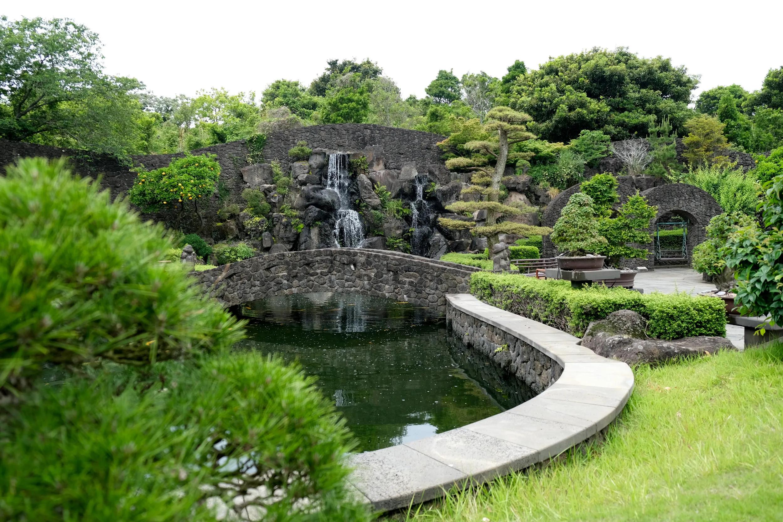 Spirited garden in Jeju island, South Korea. Dol Harubang as a symbol of Island