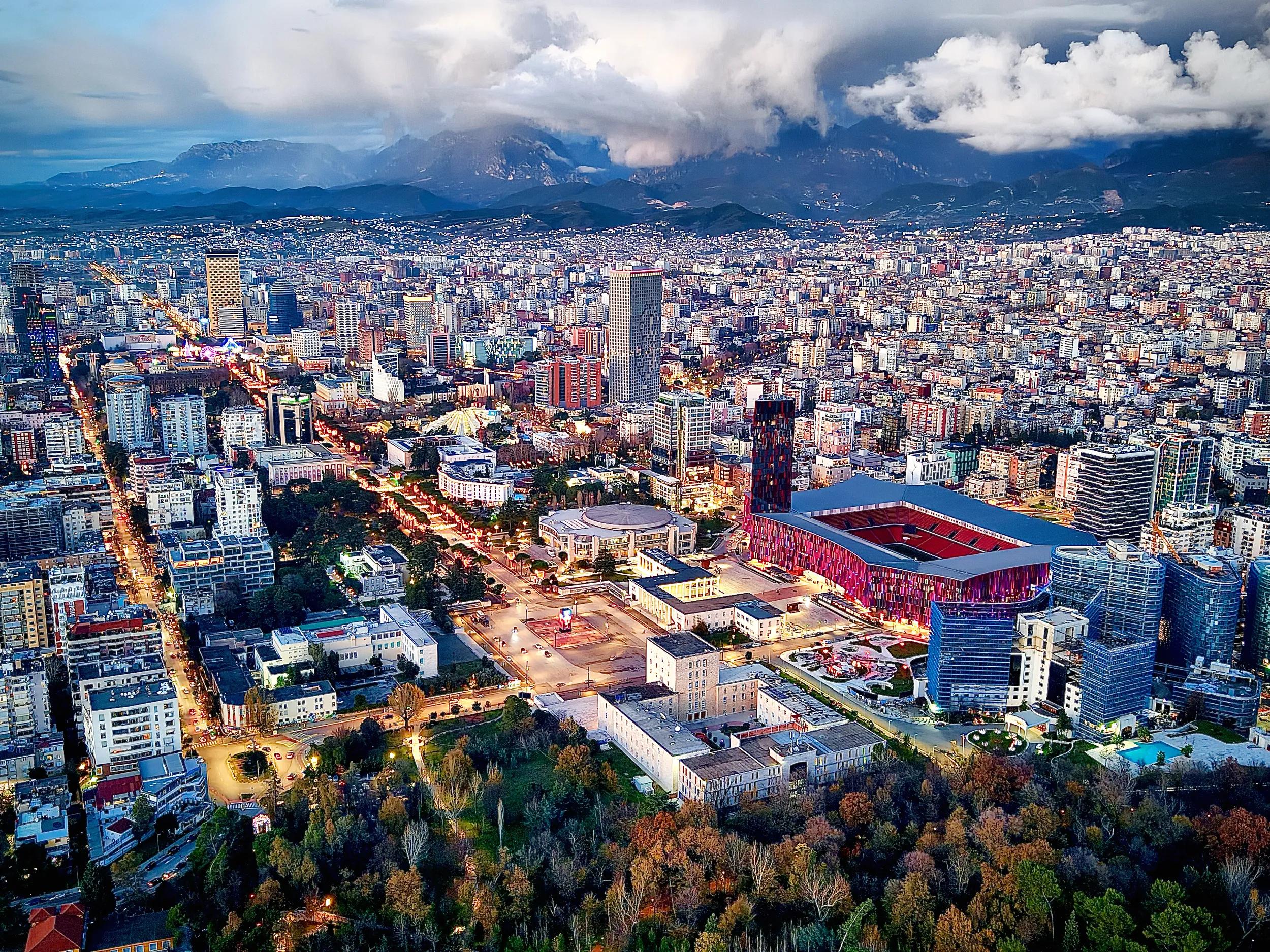 Aerial Photo of Mother Teresa Square in Tirana