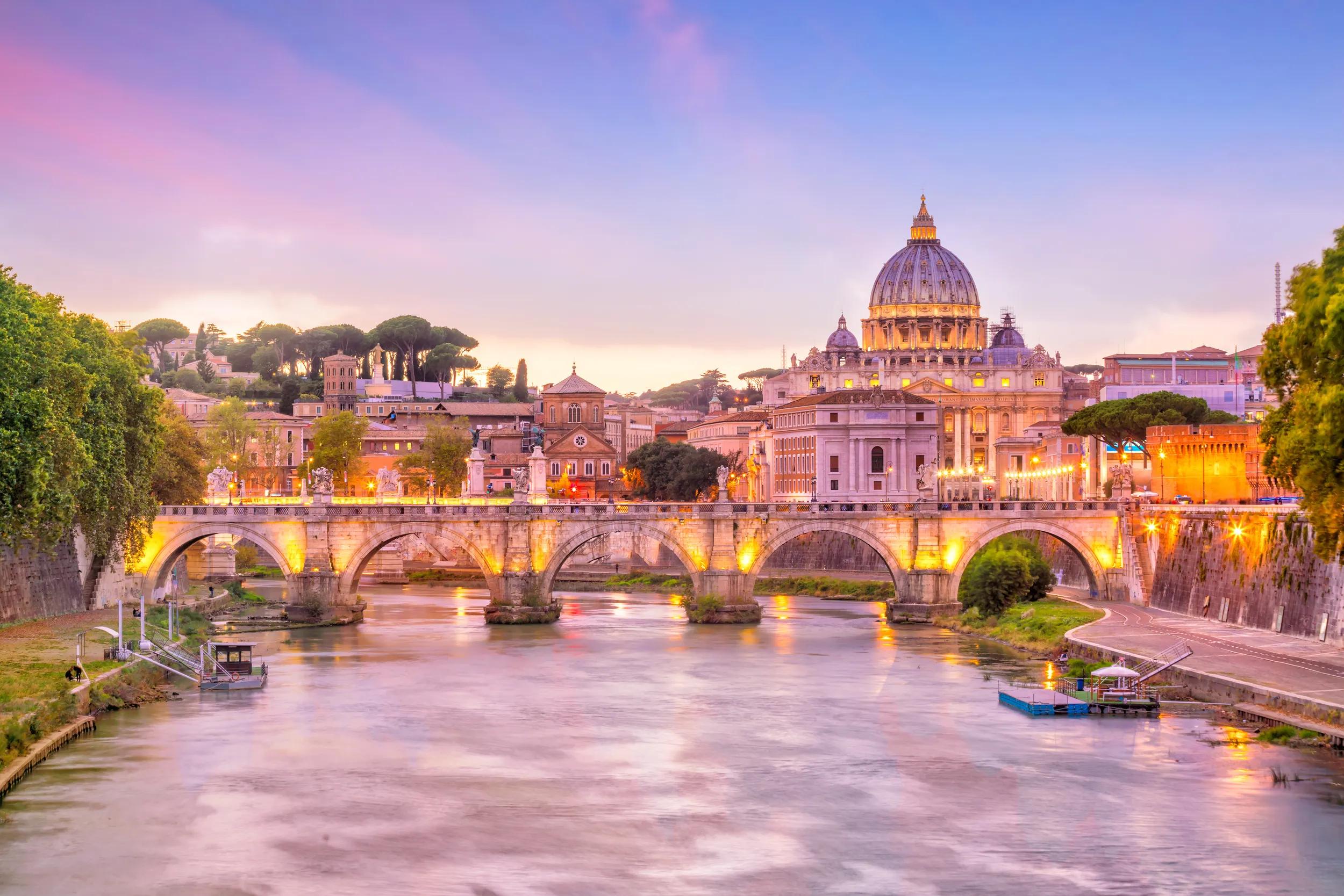 St Peter Cathedral in Rome, Italy at sunset